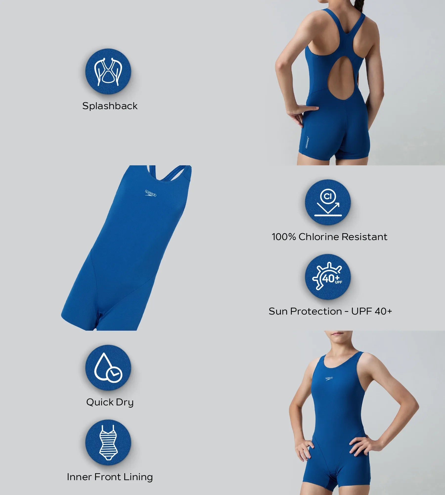Girl's Endurance+ Essential Splashback Legsuit - Aegean Denim & Acadia Blue - Image 2