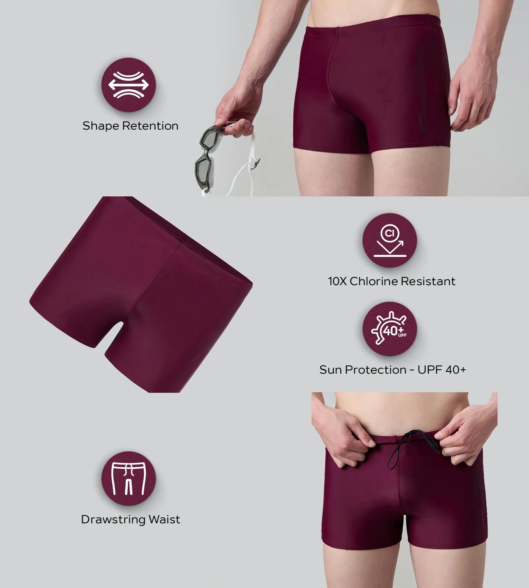 Men's Enduraflex Boom Logo Print Aquashort - Chocaberry & Black - Image 2