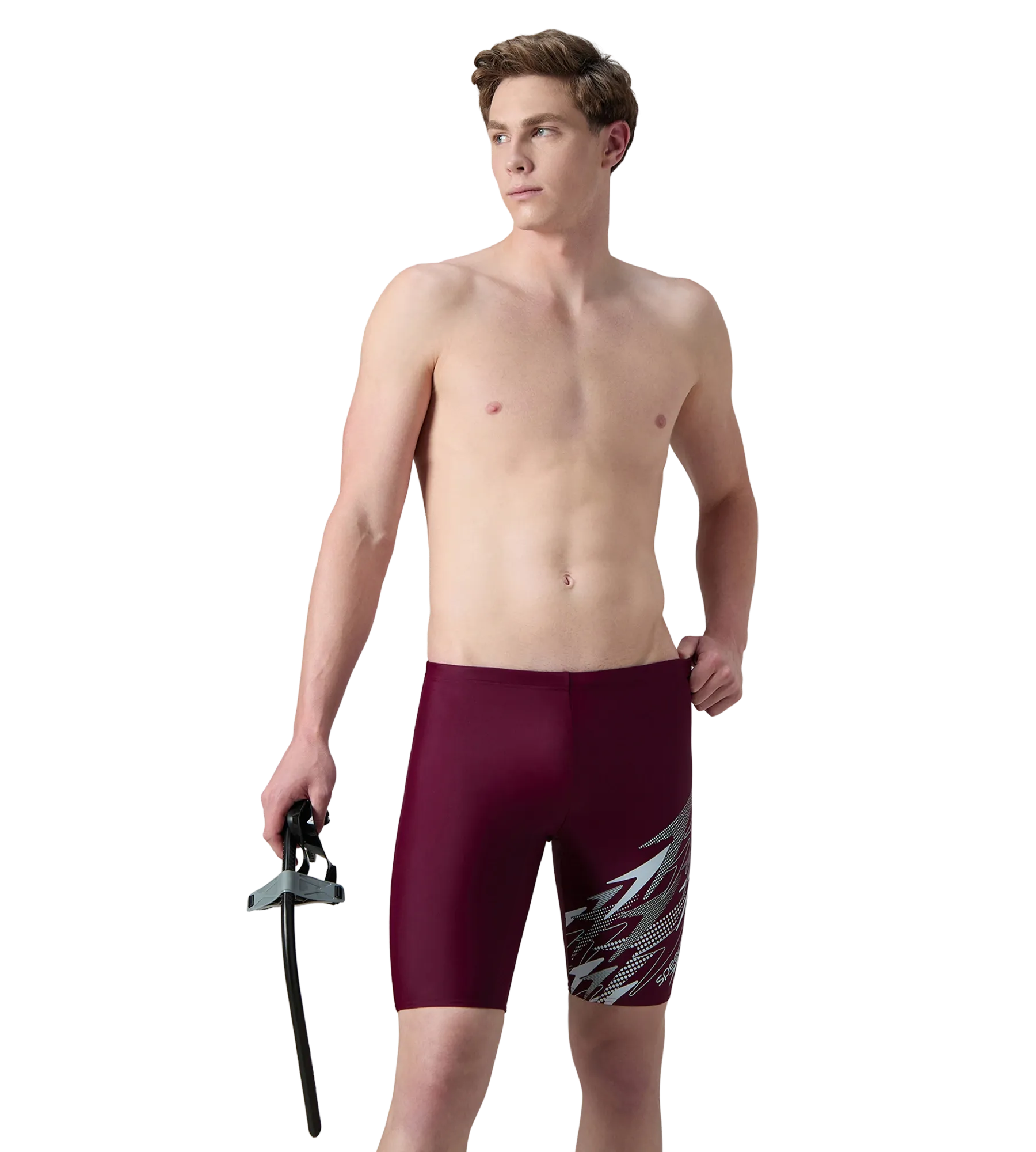 Men's Enduraflex Medley Gala Logo Print Jammer - Chockaberry & Evening Grey - Image 3