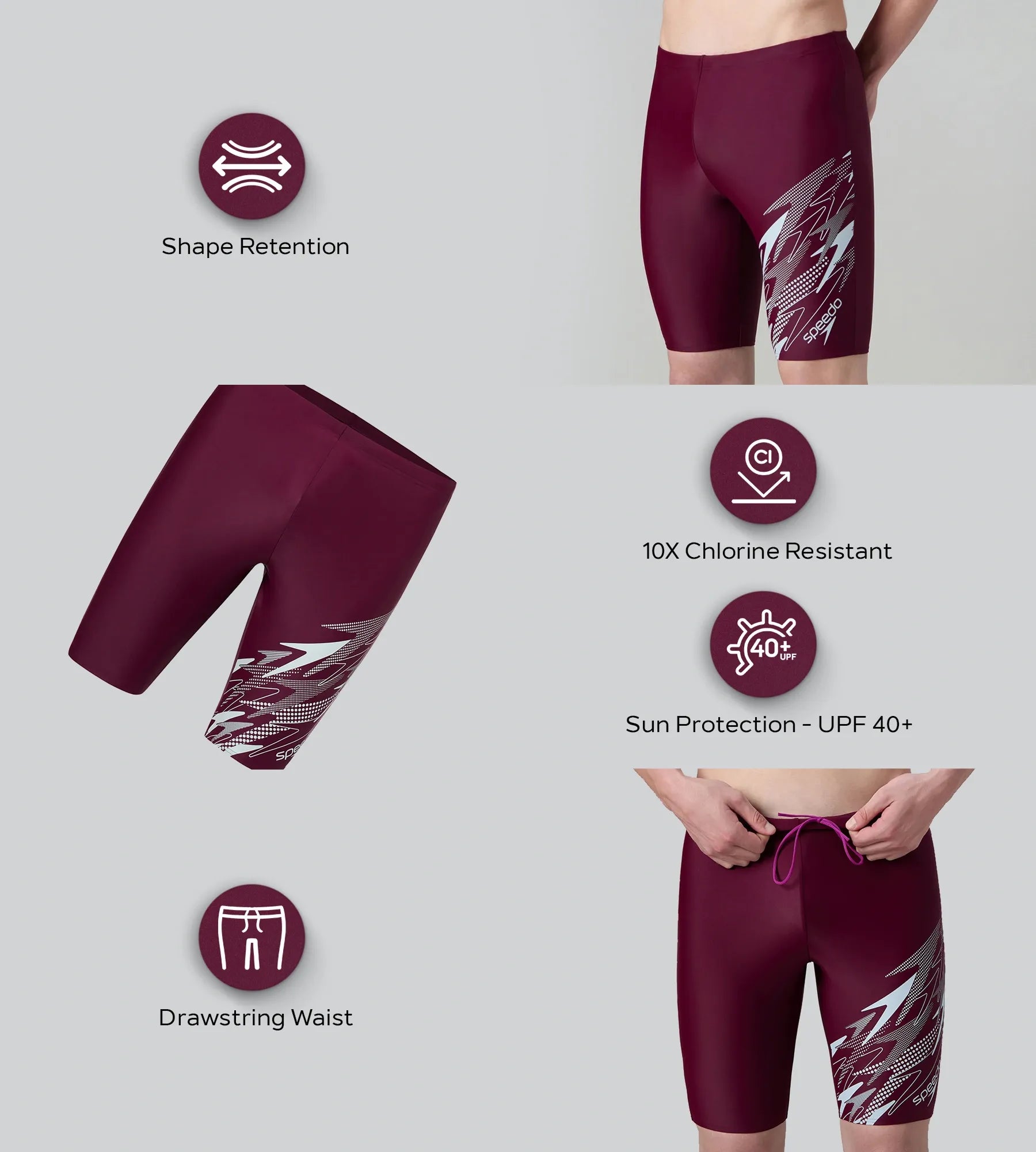 Men's Enduraflex Medley Gala Logo Print Jammer - Chockaberry & Evening Grey - Image 2