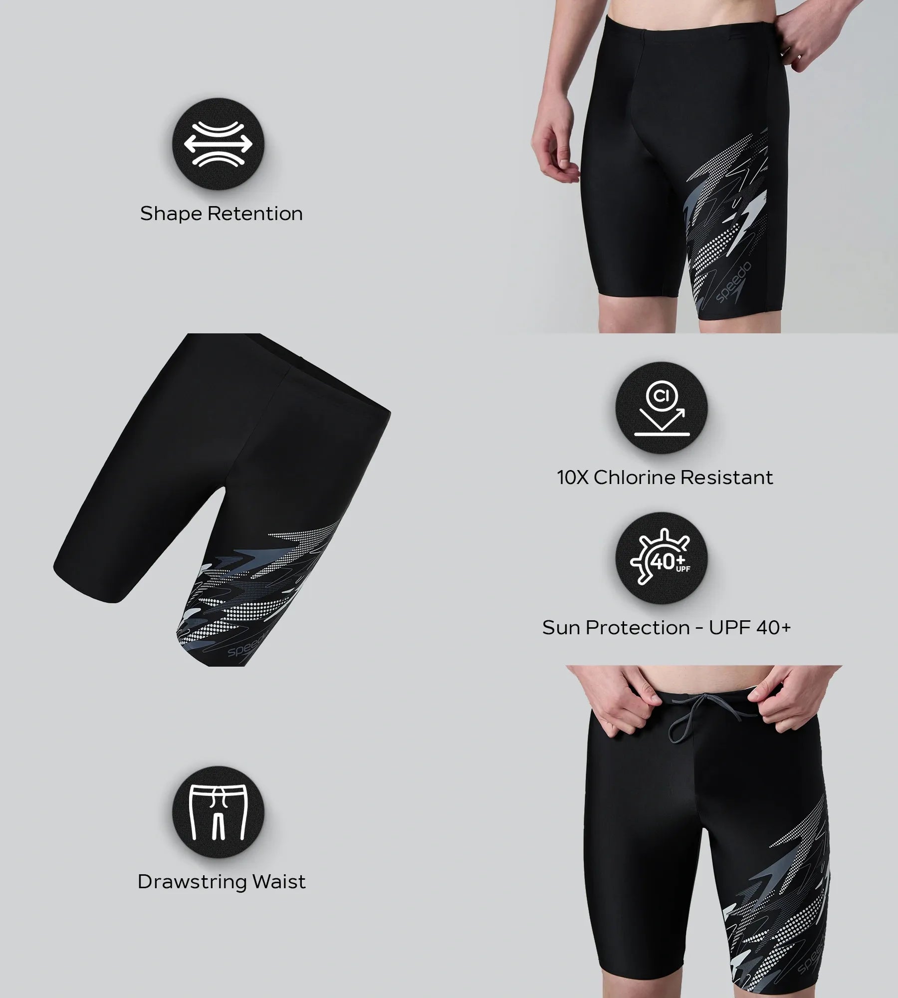 Men's Endurance10 Medley Print Gala Logo Jammer - Black & Grey Lead - Image 2