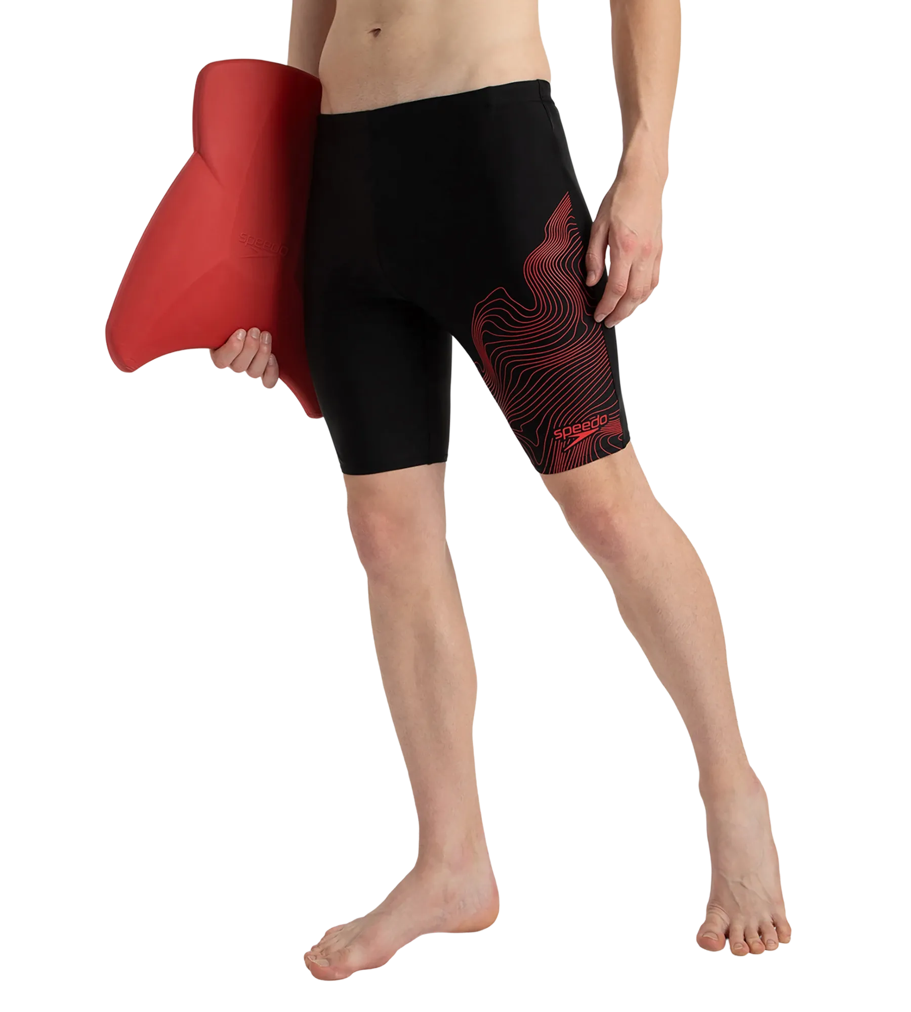 Men's Endurance10 Tide Print Sports Gala Logo Jammer - Black & High Risk Red
