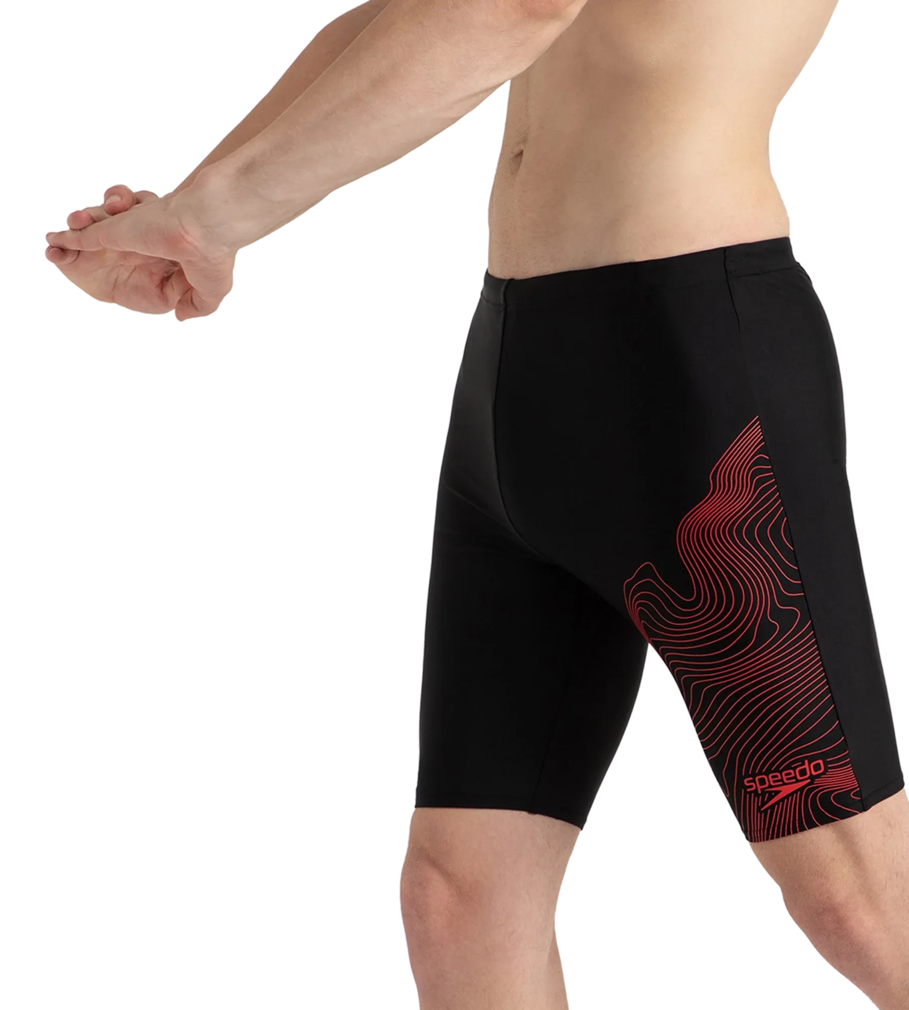 Men's Endurance10 Tide Print Sports Gala Logo Jammer - Black & High Risk Red - Image 3