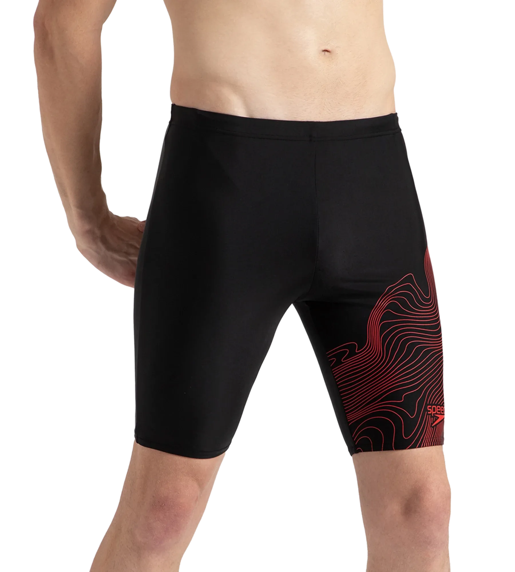 Men's Endurance10 Tide Print Sports Gala Logo Jammer - Black & High Risk Red - Image 4