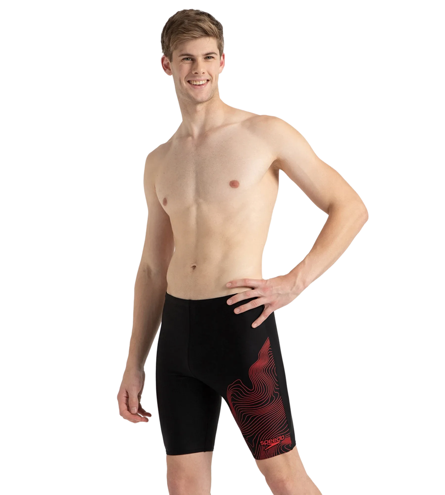 Men's Endurance10 Tide Print Sports Gala Logo Jammer - Black & High Risk Red - Image 6