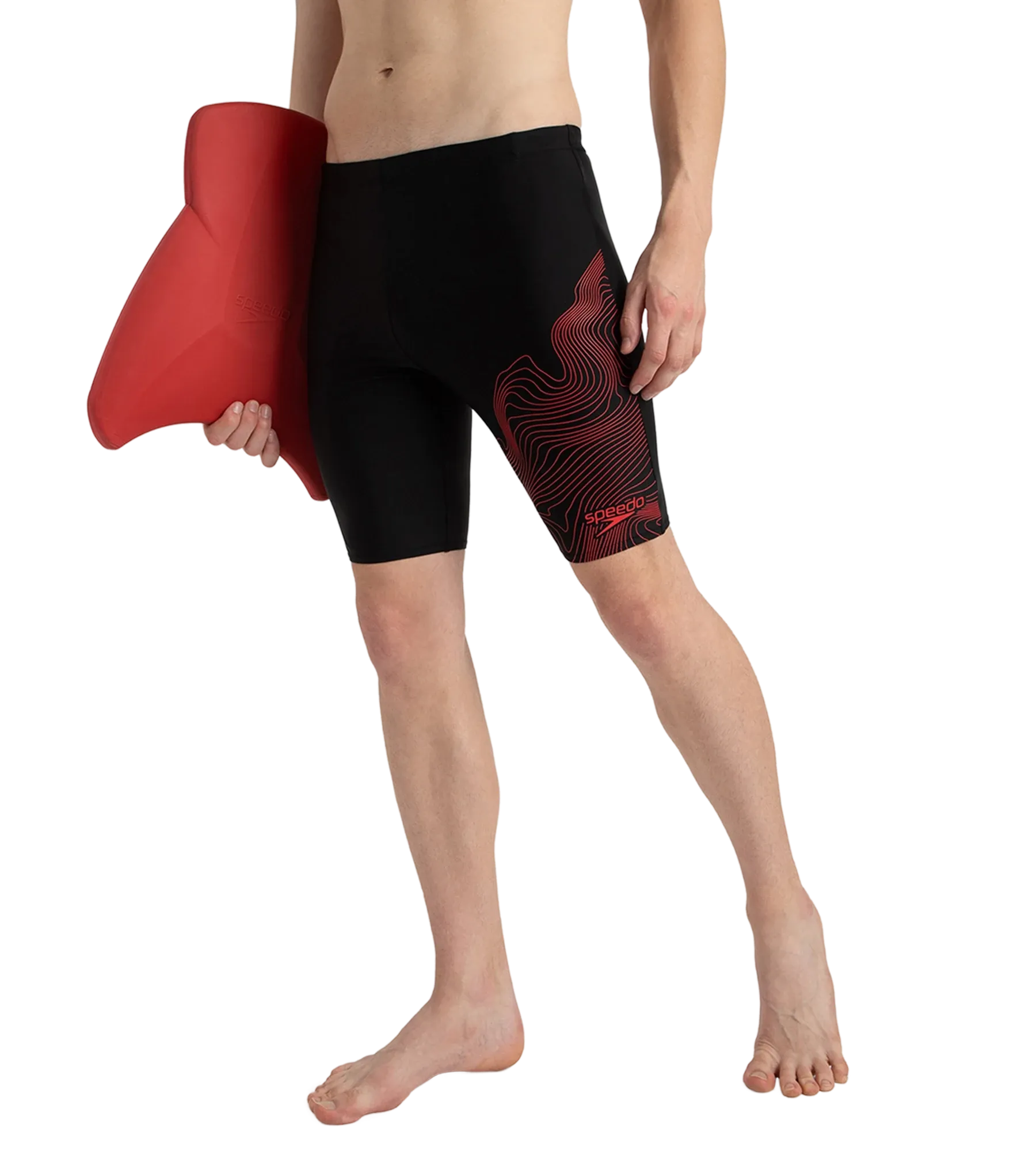 Men's Endurance10 Tide Print Sports Gala Logo Jammer - Black & High Risk Red - Image 8