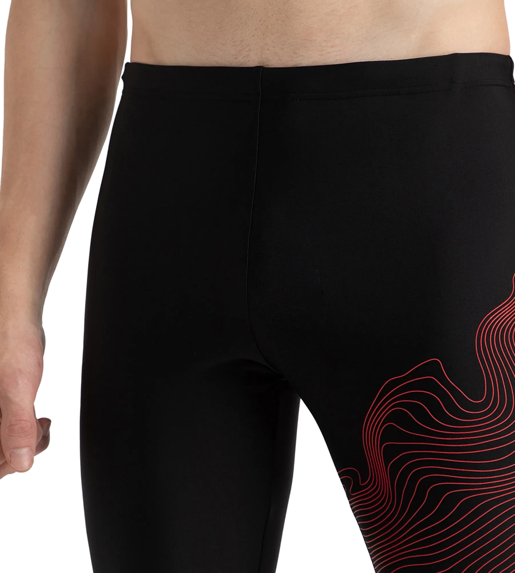 Men's Endurance10 Tide Print Sports Gala Logo Jammer - Black & High Risk Red - Image 9