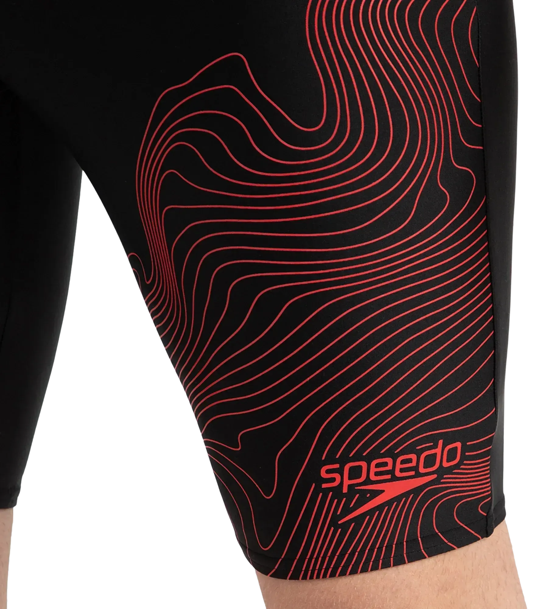 Men's Endurance10 Tide Print Sports Gala Logo Jammer - Black & High Risk Red - Image 10