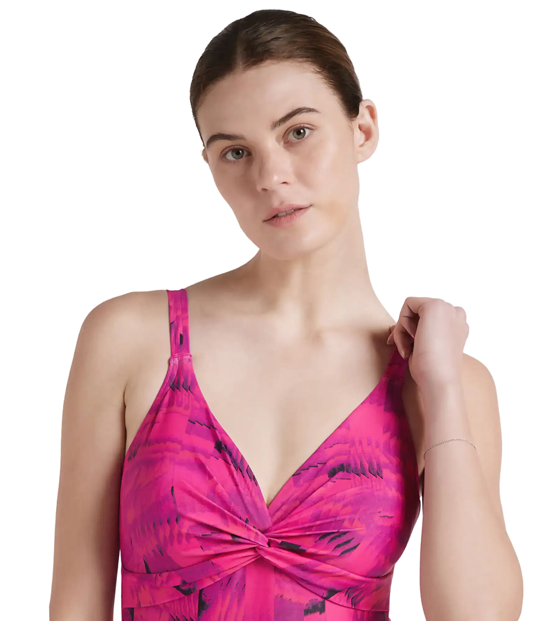 Women's Endurance 10 Brigitte Printed One Piece Swimwear - Black & Wineberry - Image 9