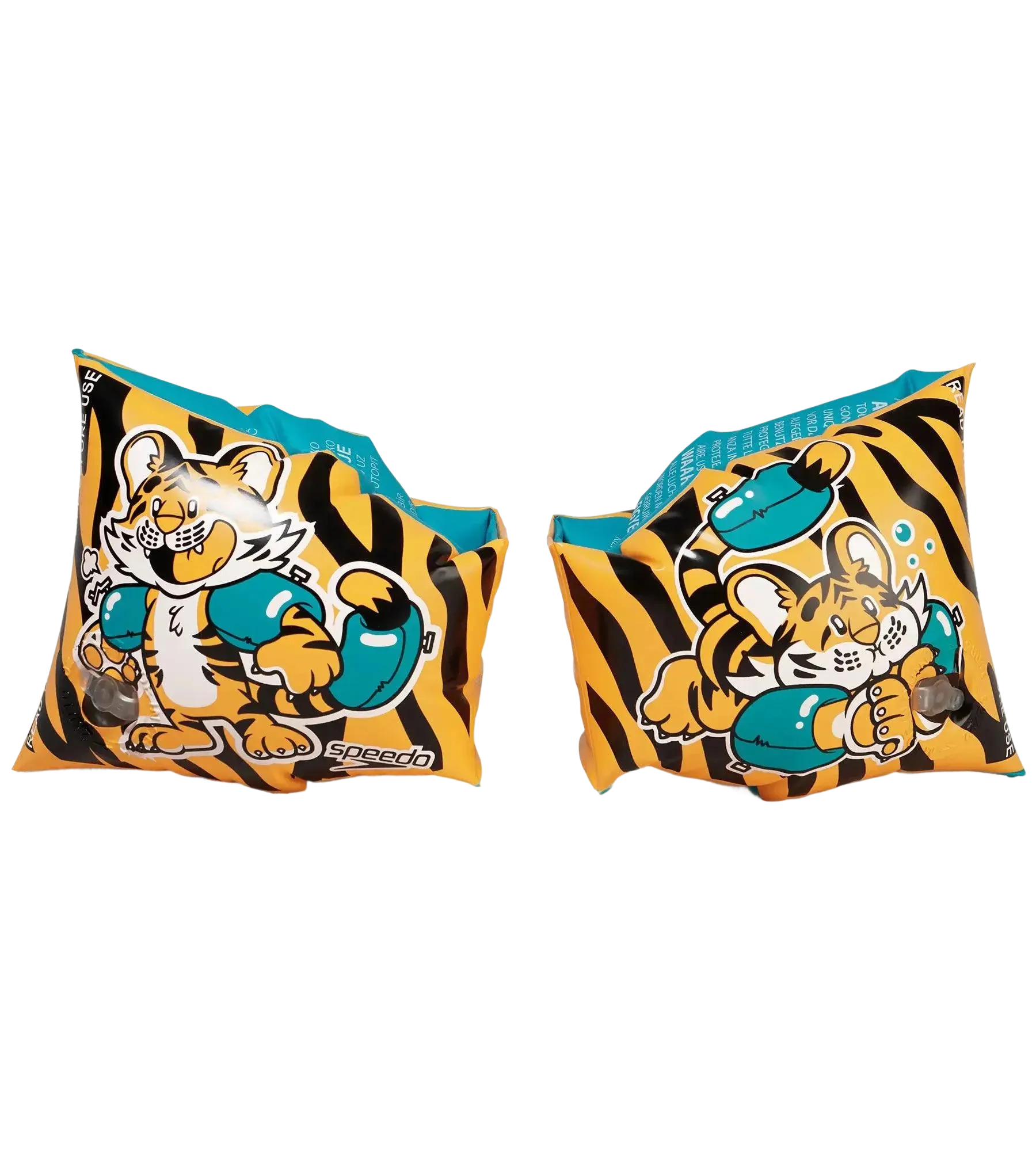 Unisex Aanadi Bengali Tiger Print Swim Confidence Armbands For Tot's - Orange & Green - Image 13