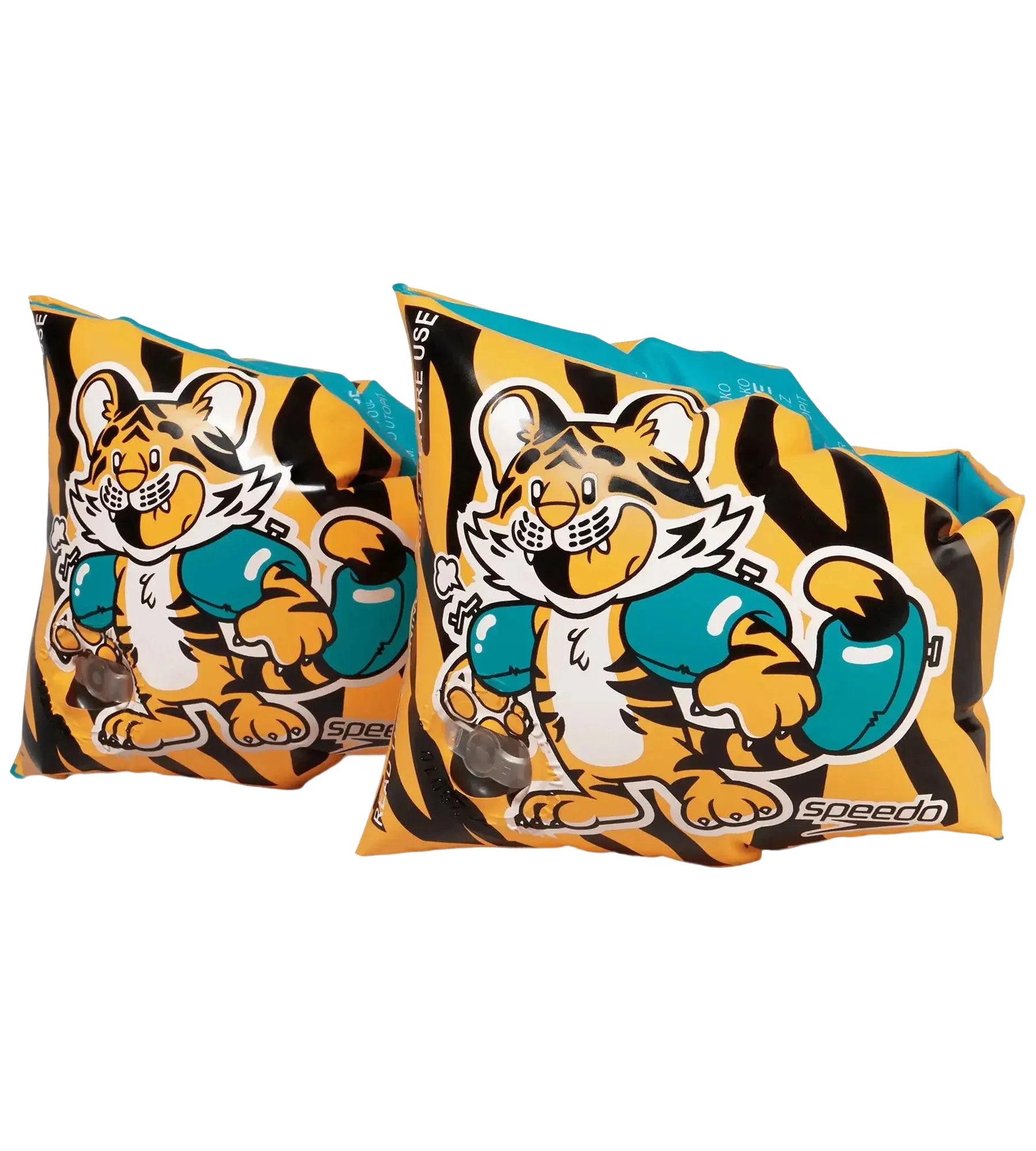 Unisex Aanadi Bengali Tiger Print Swim Confidence Armbands For Tot's - Orange & Green - Image 14