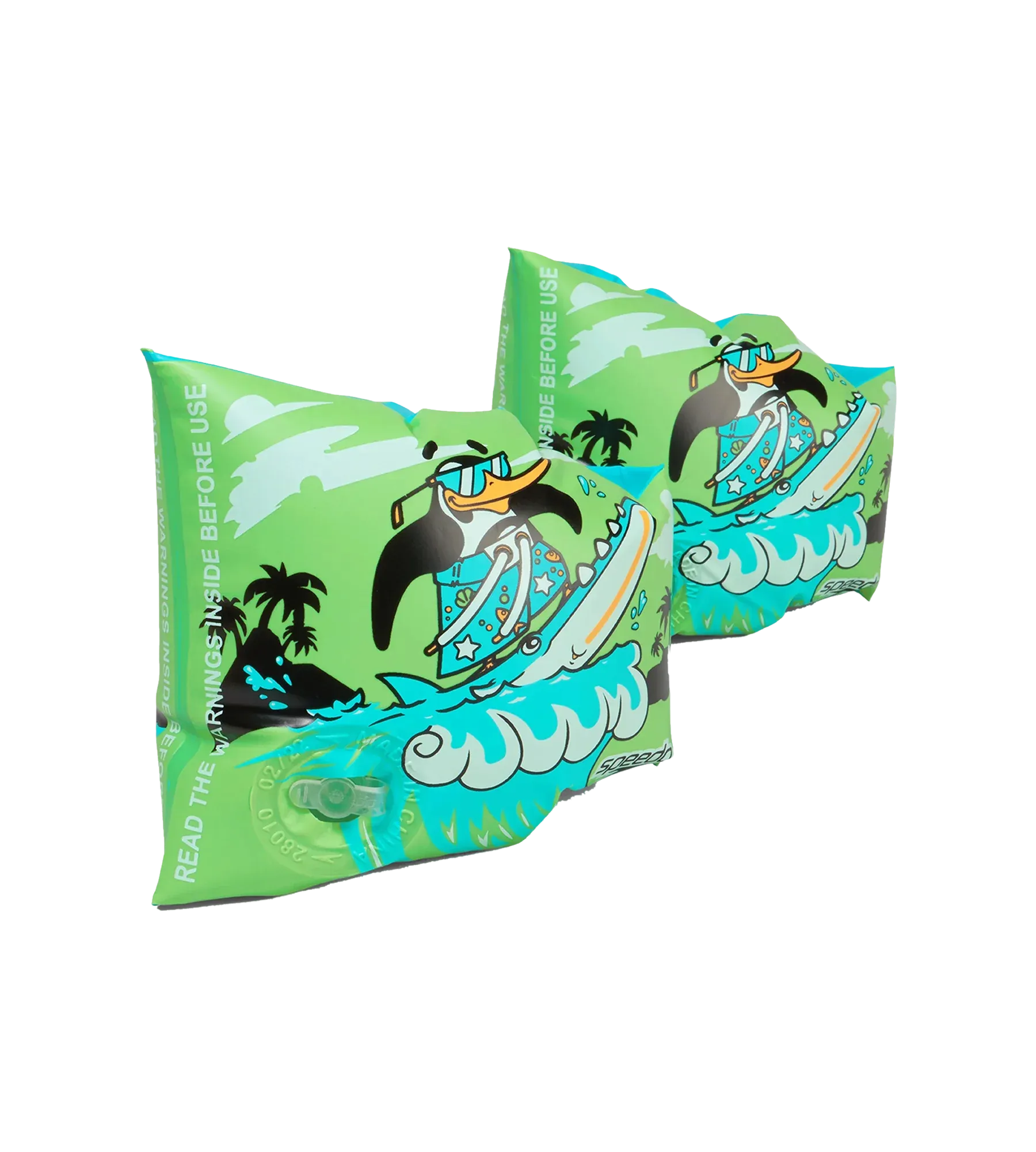 Unisex Chima African Penguin Print Swim Confidence Armbands For Tot's - Green & Blue