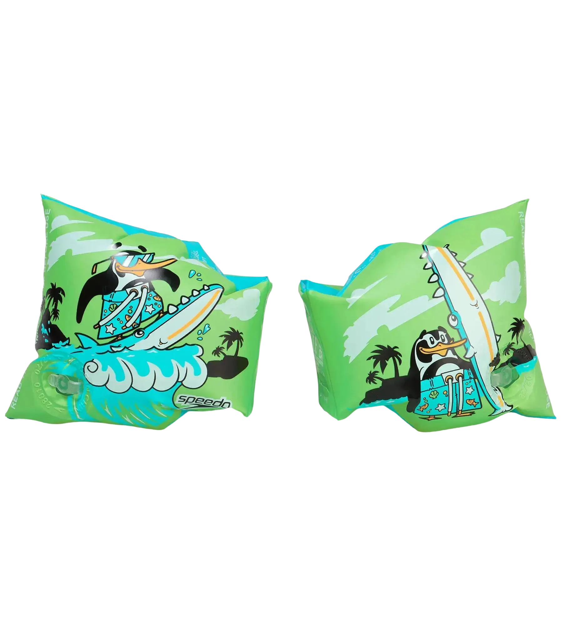 Unisex Chima African Penguin Print Swim Confidence Armbands For Tot's - Green & Blue - Image 4