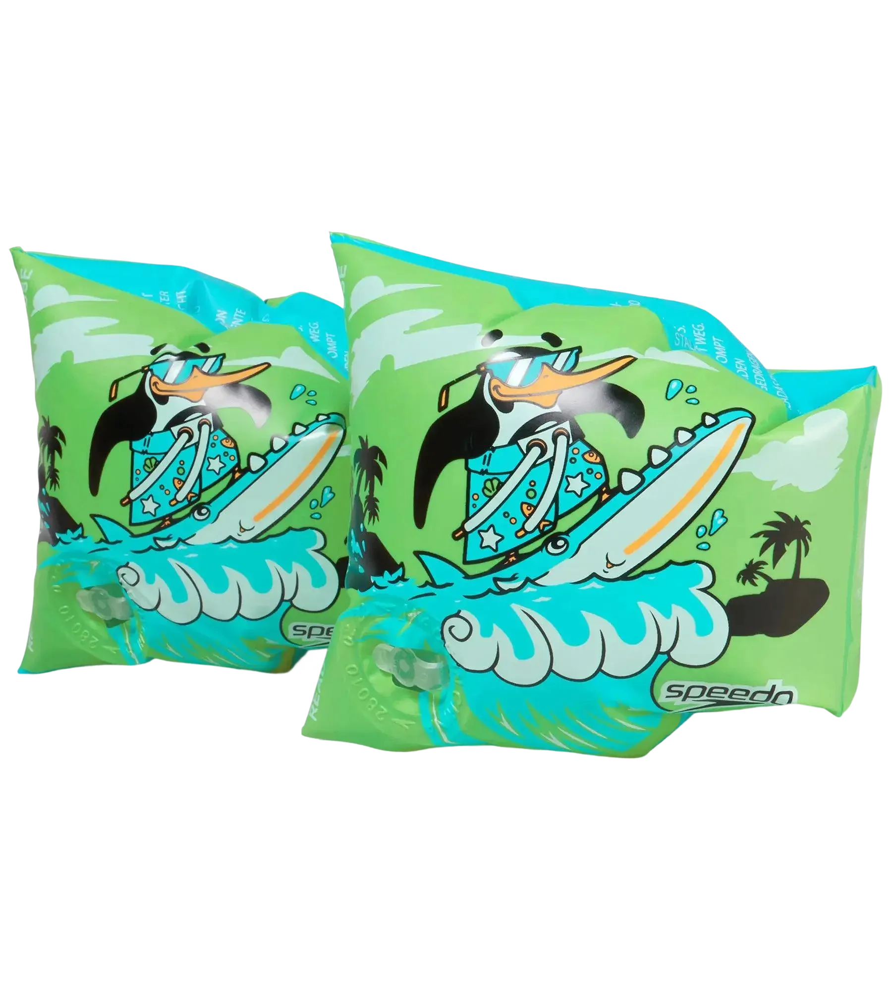 Unisex Chima African Penguin Print Swim Confidence Armbands For Tot's - Green & Blue - Image 5