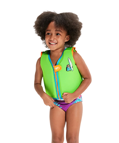 Chima Penguin Print Swim Confidence Float Vest For Tot's - Green & Blue