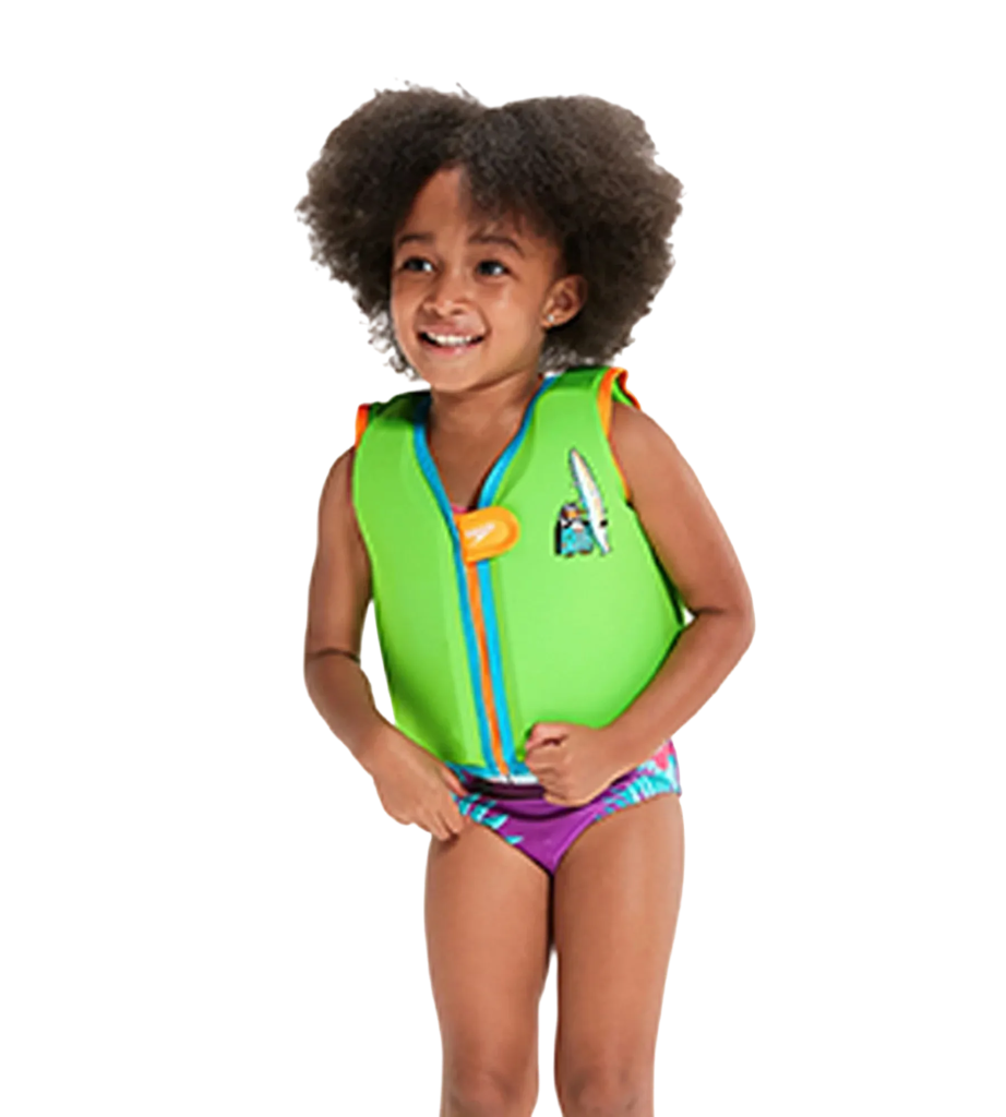 Chima Penguin Print Swim Confidence Float Vest For Tot's - Green & Blue