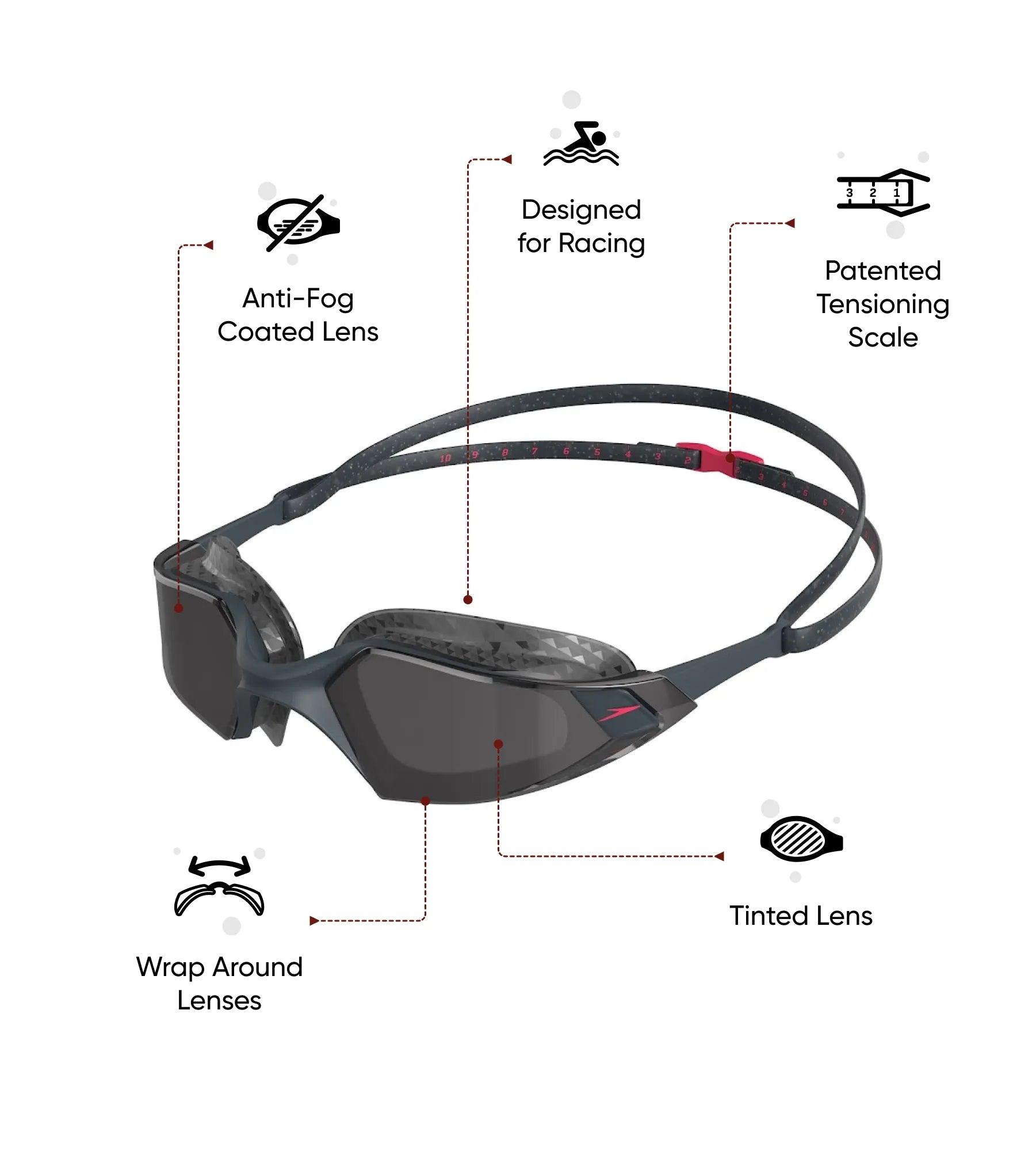 Unisex Adult Aquapulse Pro Smoke-Lens Swim Goggles - Grey & Smoke - Image 2