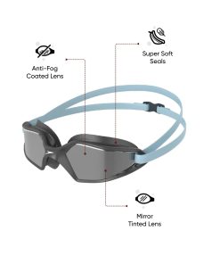 Unisex Adult Hydropulse Mirror-Lens Swim Goggles - Grey & Silver