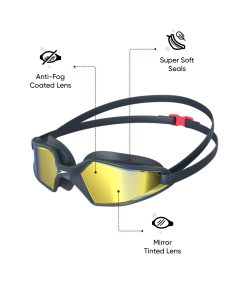 Unisex Adult Hydropulse Mirror-Lens Swim Goggles - Navy & Blue
