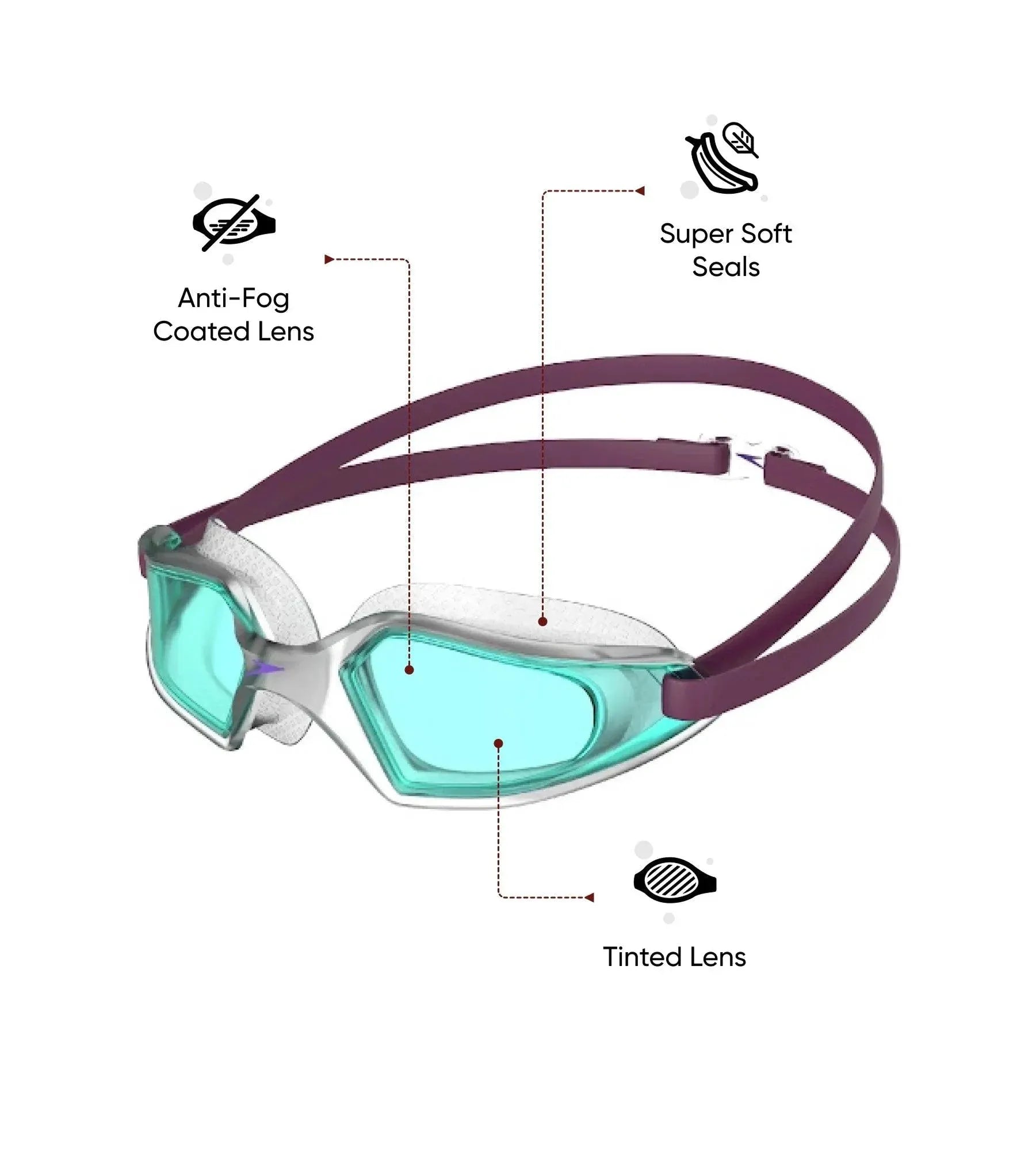 Unisex Kids Hydropulse Tint-Lens Goggles (Age Range - 6-14 Years) - Purple & Blue - Image 10
