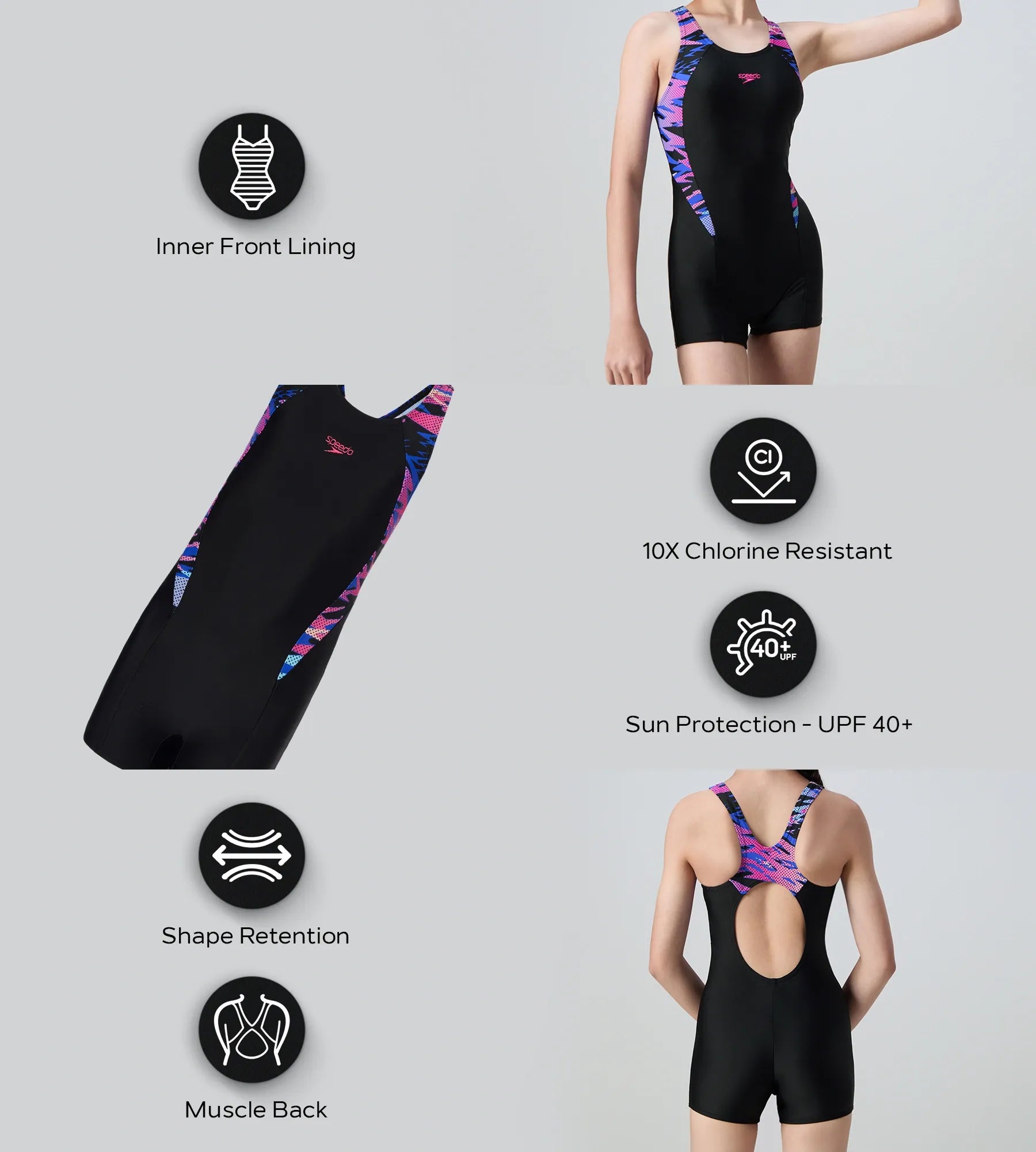 Girl's Endurance10 Hyperboom Print Splice Muscleback Legsuit - Black & Margarita Pink - Image 2
