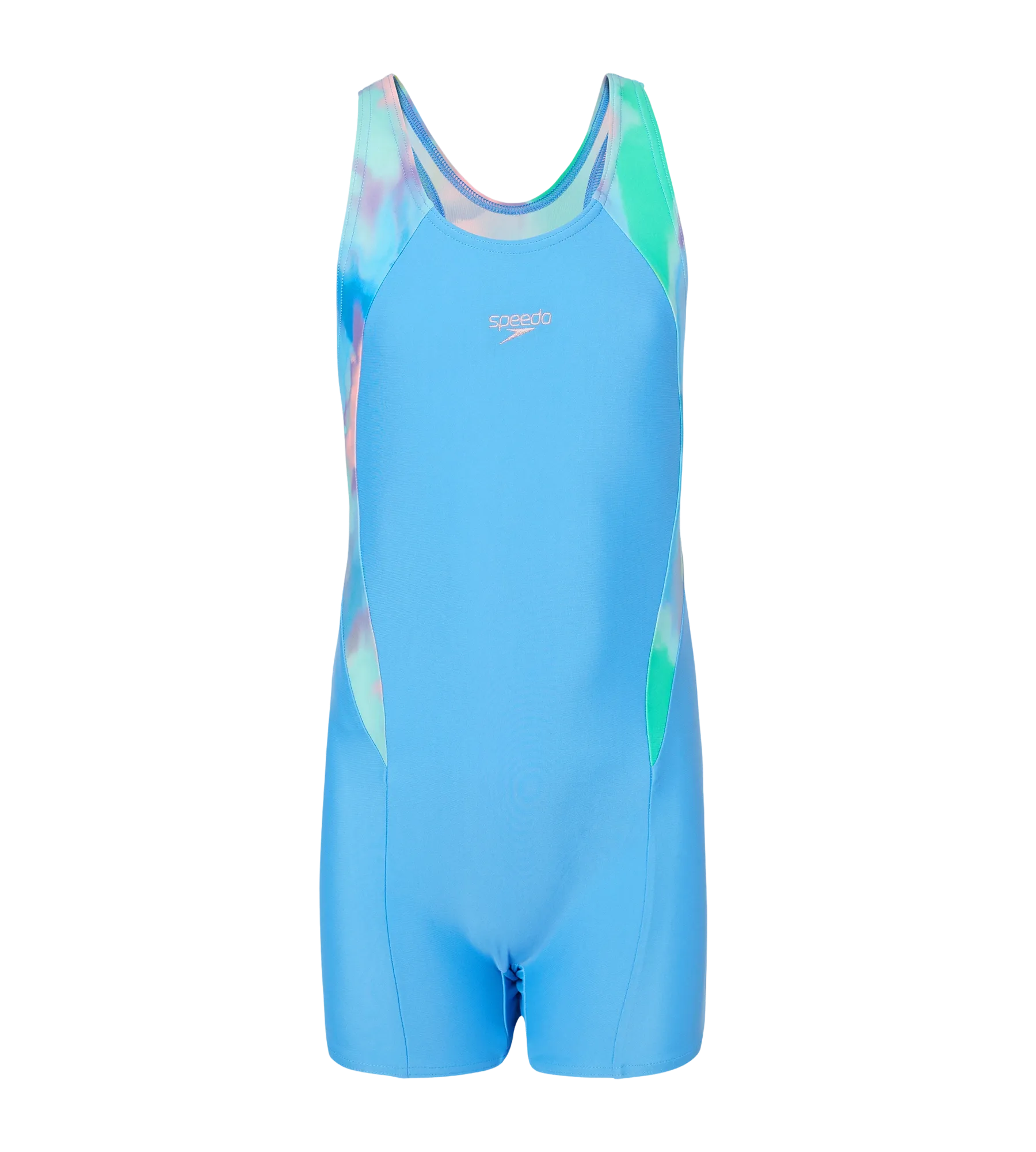Girl's Endurance10 Print Splice Muscleback Legsuit - Periwinkle Blue & Glassy Pink - Image 10