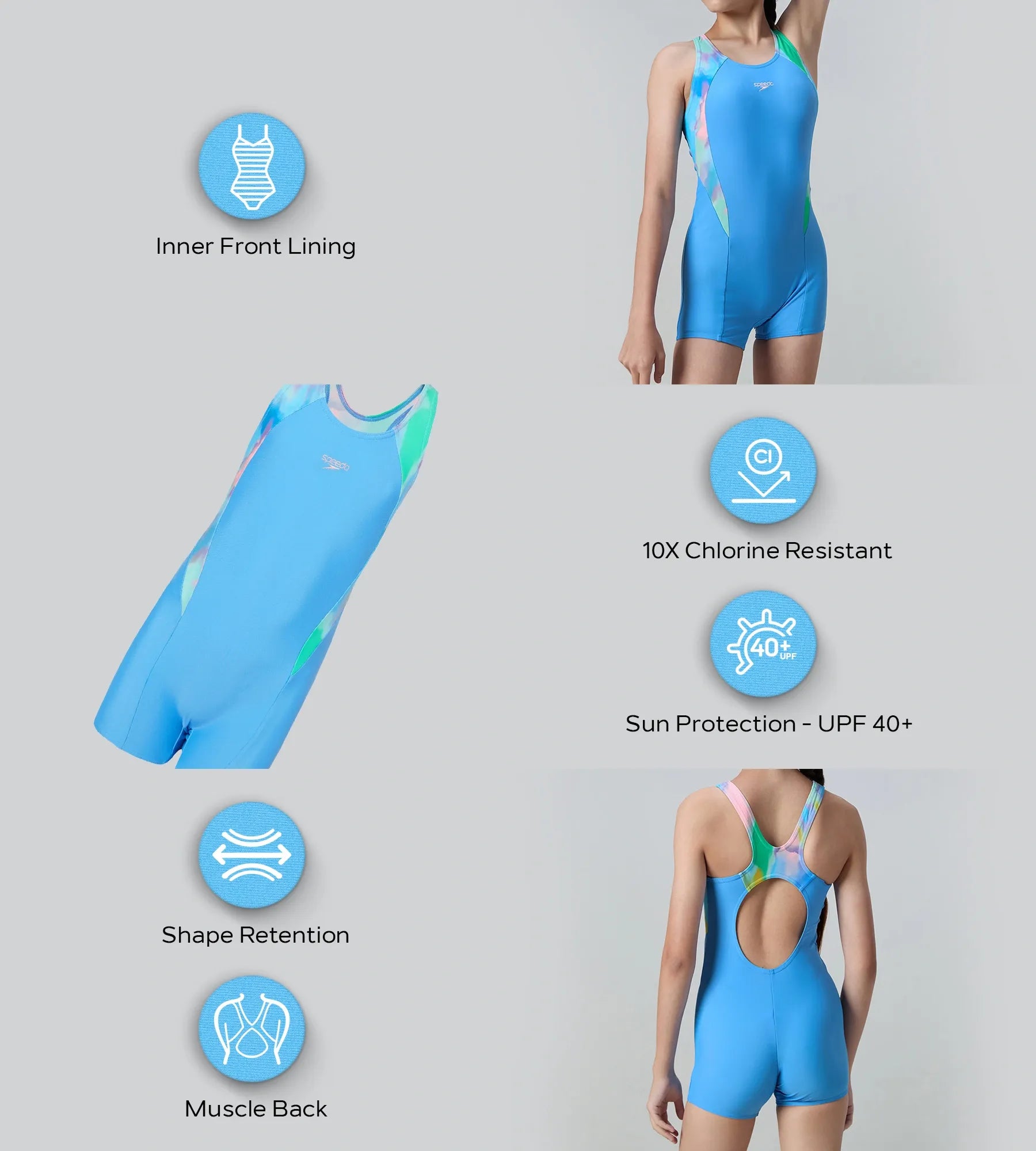 Girl's Endurance10 Print Splice Muscleback Legsuit - Periwinkle Blue & Glassy Pink - Image 2