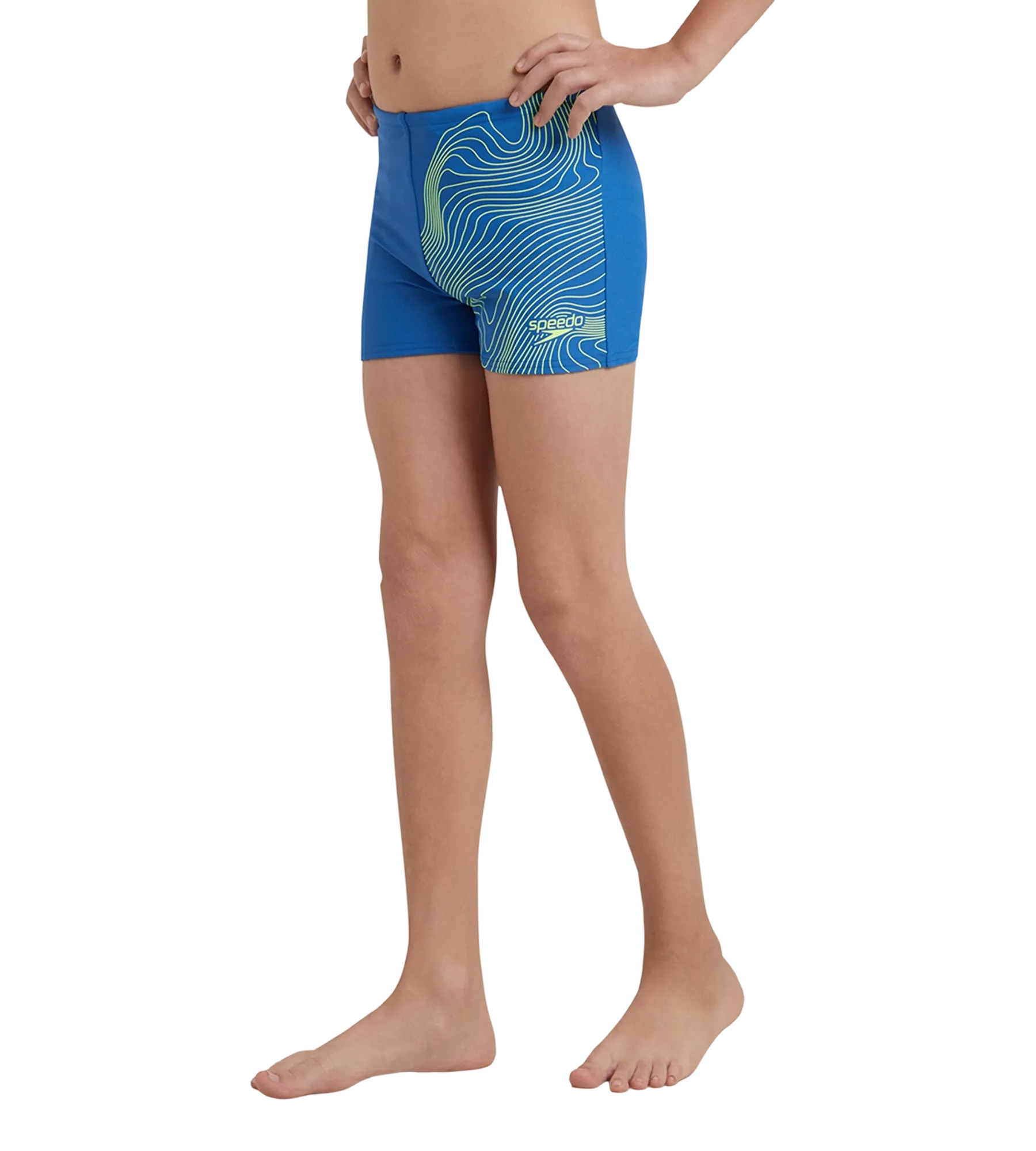 Boy's Enduraflex Tide Print Sports Gala Logo Aquashort - Turkish Sea & Hyper Yellow - Image 3