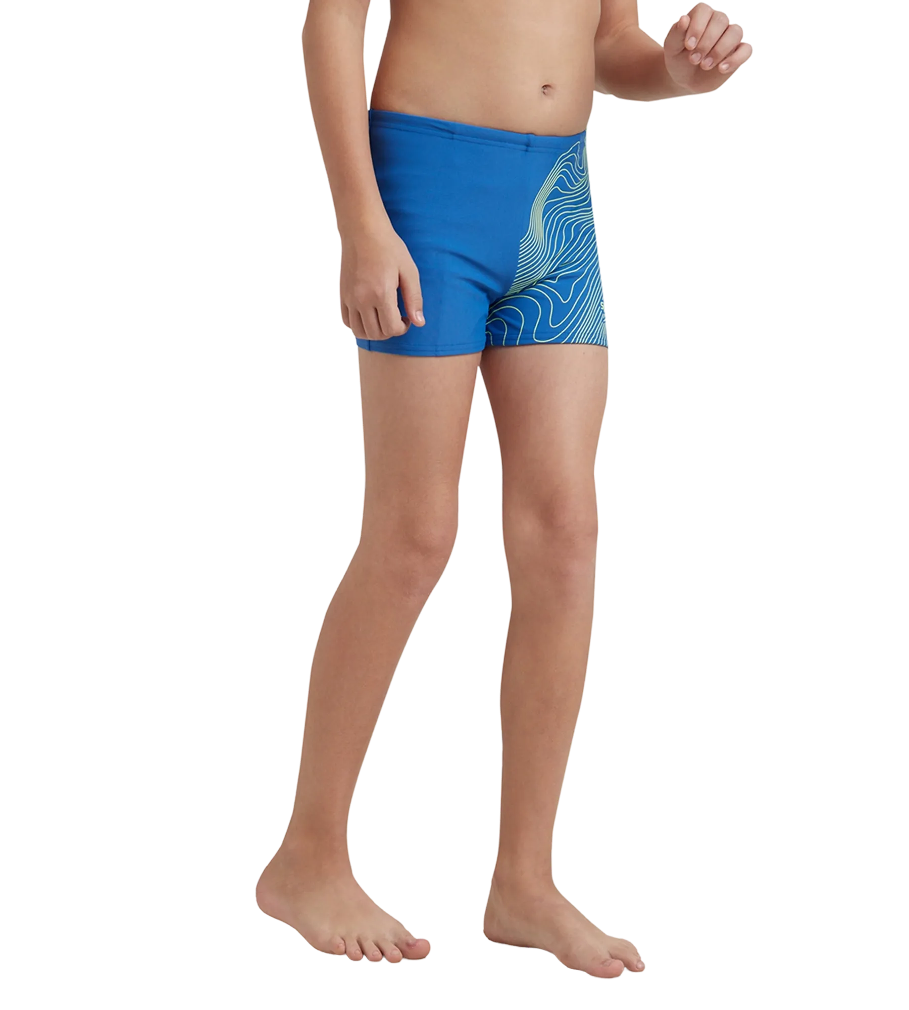 Boy's Enduraflex Tide Print Sports Gala Logo Aquashort - Turkish Sea & Hyper Yellow - Image 4