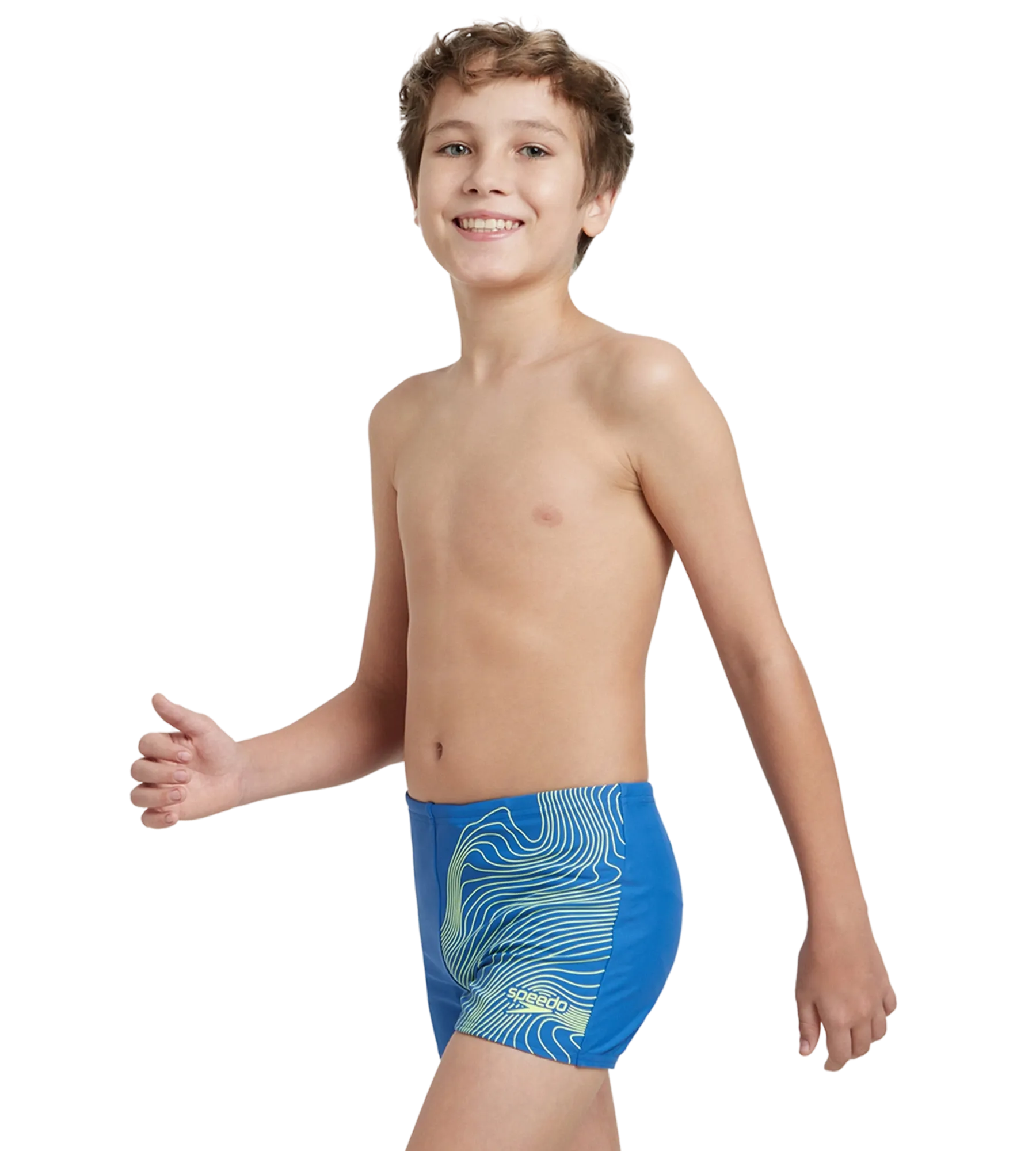 Boy's Enduraflex Tide Print Sports Gala Logo Aquashort - Turkish Sea & Hyper Yellow - Image 6