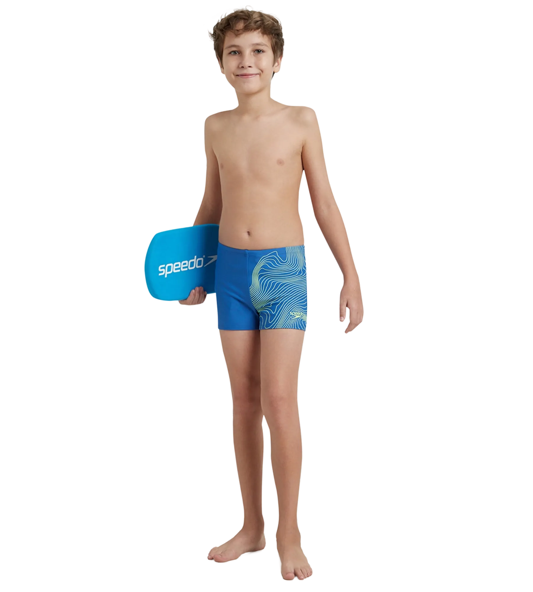Boy's Enduraflex Tide Print Sports Gala Logo Aquashort - Turkish Sea & Hyper Yellow - Image 7