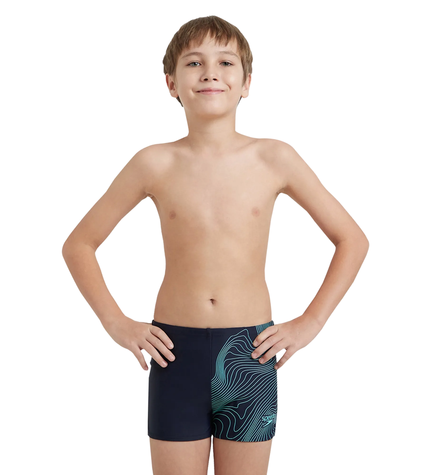 Boy's Endurance10 Tide Print Sports Gala Logo Aquashort - True Navy & Arctic Glass - Image 6