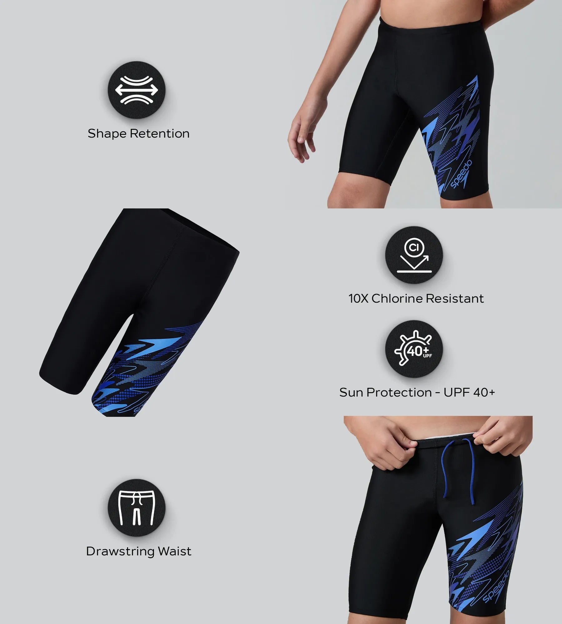 Boy's Endurance10 Medley Gala Logo Jammer - Black. Periwinkle Blue & Deep Saffire - Image 2