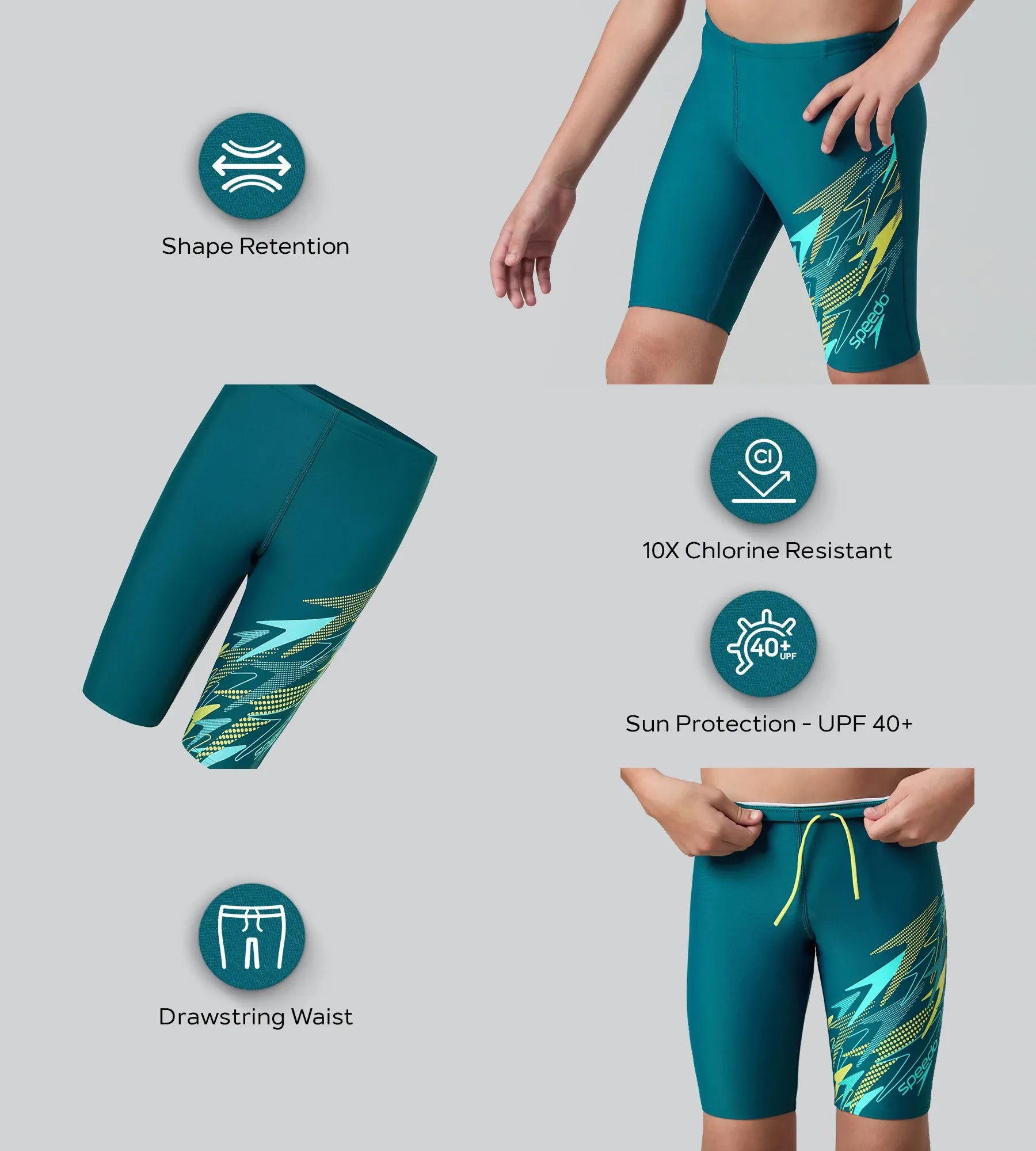 Boy's Endurance10 Medley Gala Logo Jammer - Dark Teal. Arctic Glass & Lemon Drizzle - Image 2
