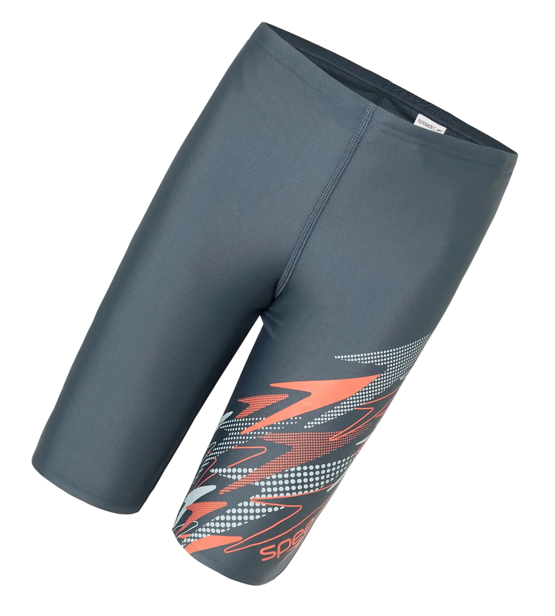 Boy's Endurabrite Medley Gala Logo Jammer - Grey Lead. Tropic Coral & Evening Grey - Image 11