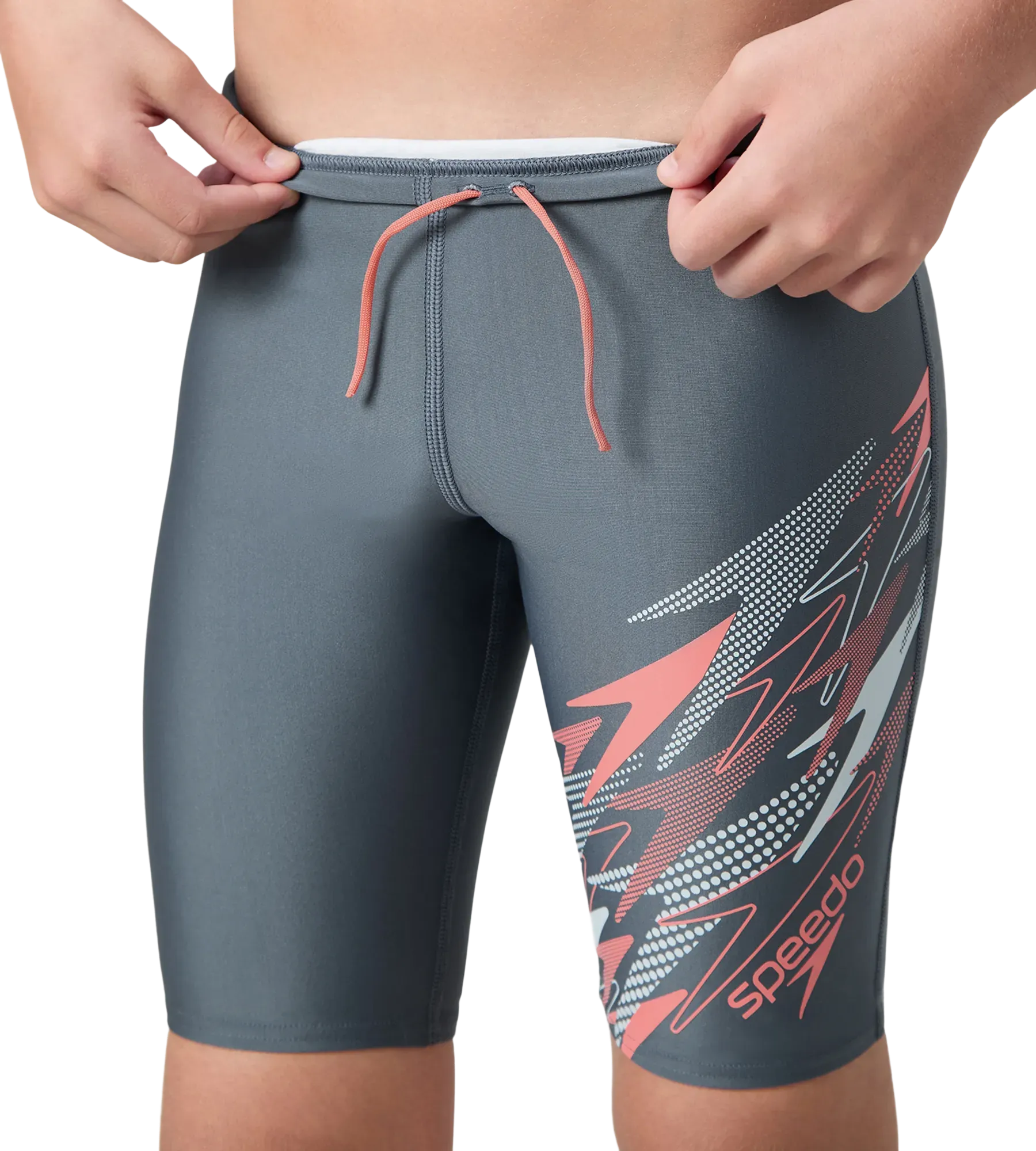 Boy's Endurabrite Medley Gala Logo Jammer - Grey Lead. Tropic Coral & Evening Grey - Image 8