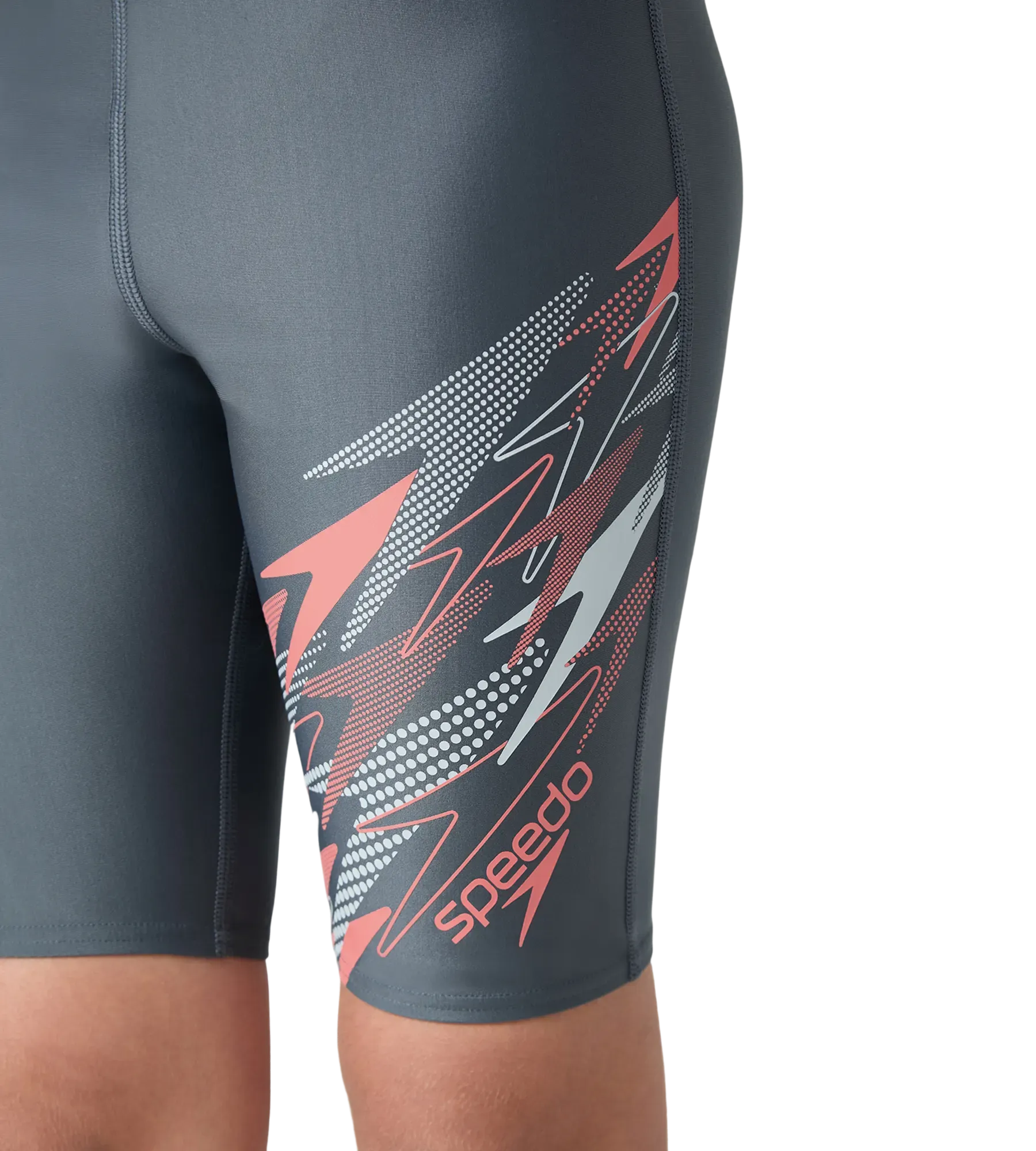 Boy's Endurabrite Medley Gala Logo Jammer - Grey Lead. Tropic Coral & Evening Grey - Image 9