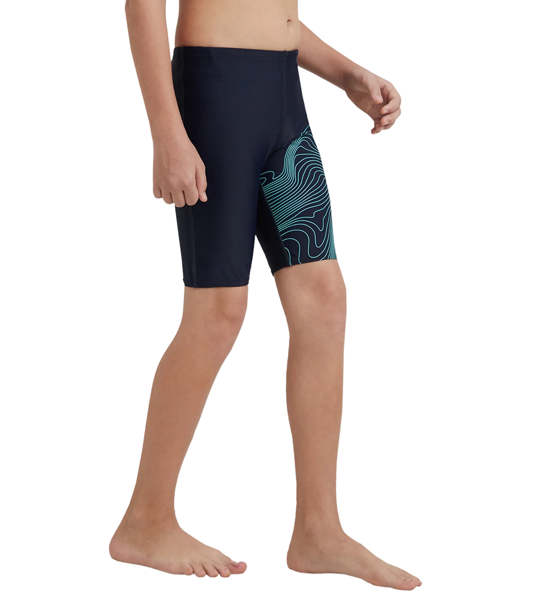 Boy's Endurance10 Tide Print Sports Gala Logo Jammer - True Navy & Arctic Glass - Image 4