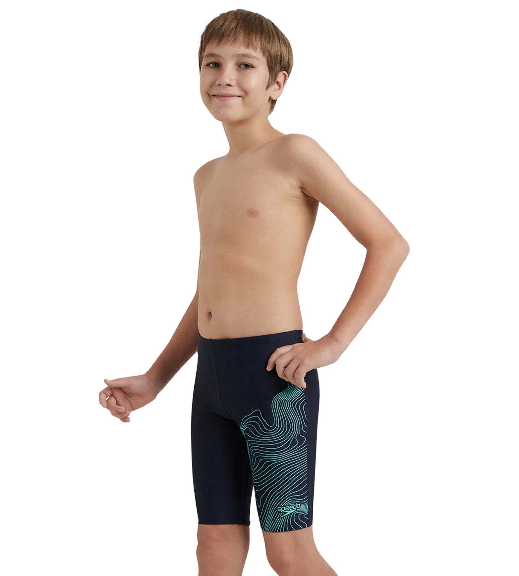 Boy's Endurance10 Tide Print Sports Gala Logo Jammer - True Navy & Arctic Glass - Image 6