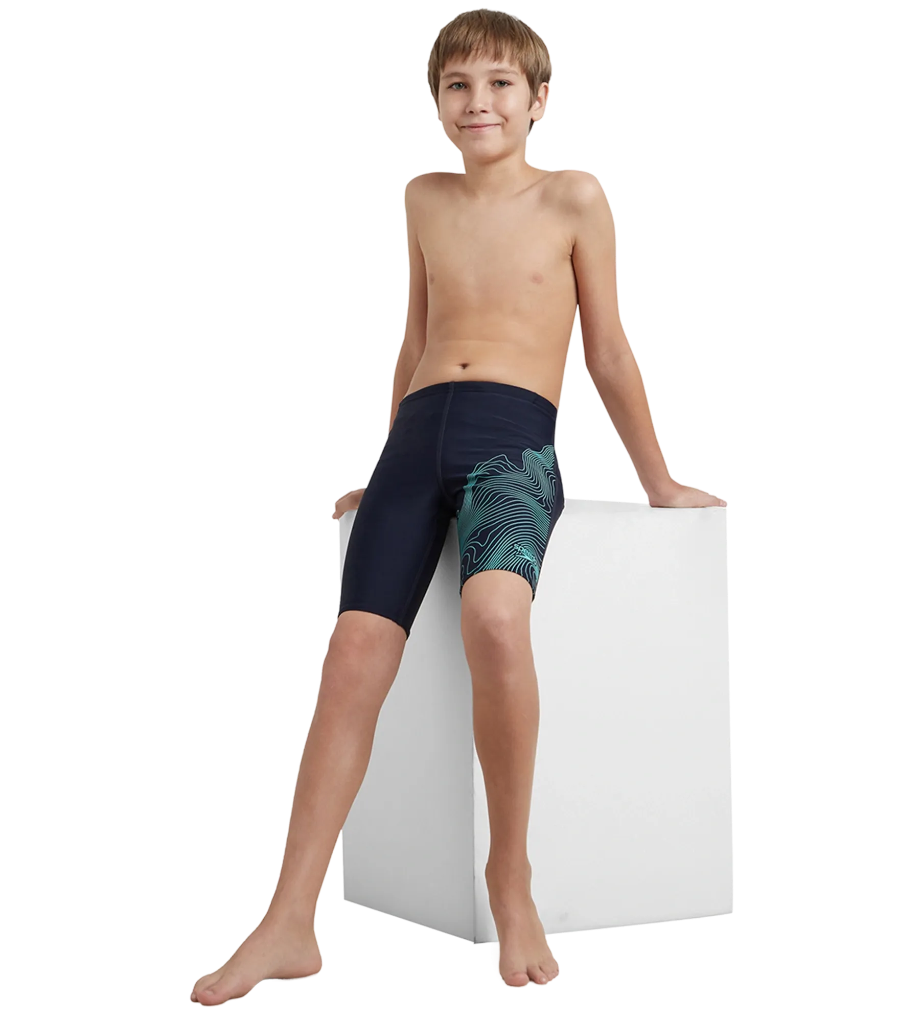 Boy's Endurance10 Tide Print Sports Gala Logo Jammer - True Navy & Arctic Glass - Image 7