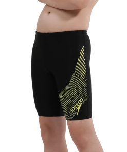 Boy's Endurance 10 Medley Logo Jammer - Black & Lemon Drizzle