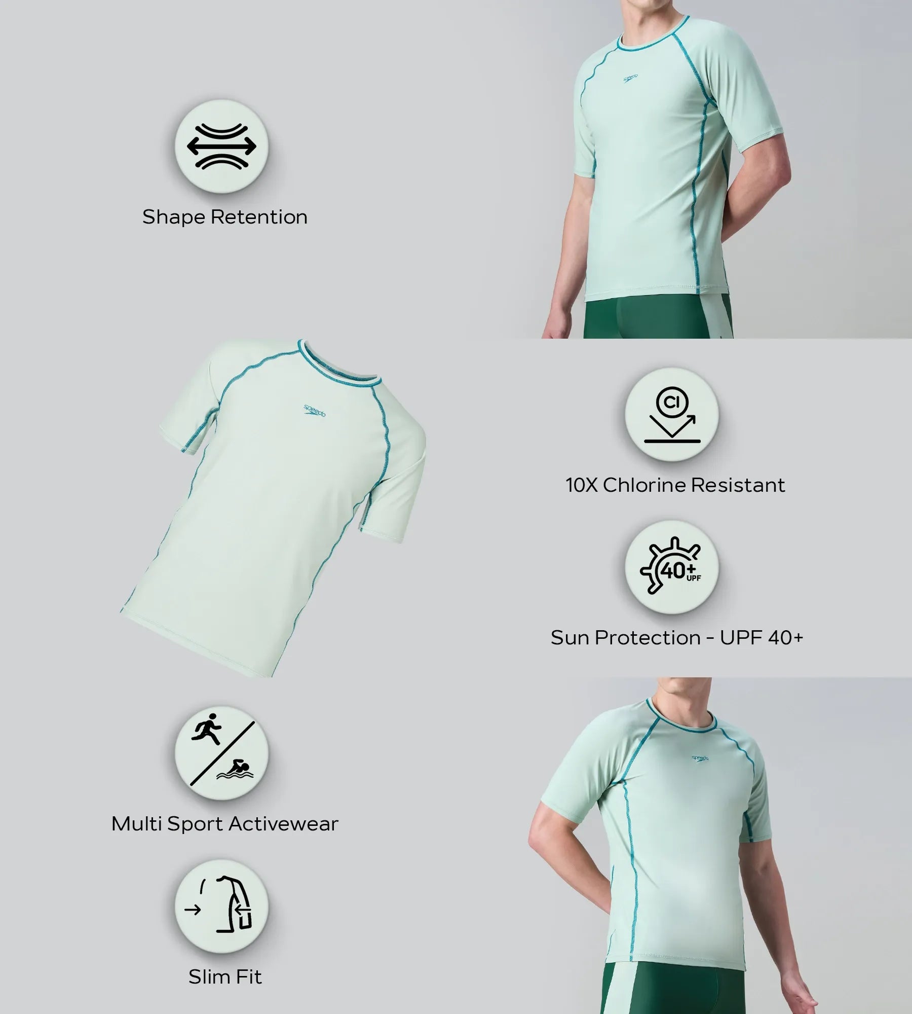 Men's Endurabrite Short Sleeve Suntop - Pale Adventure & Kai Green - Image 2