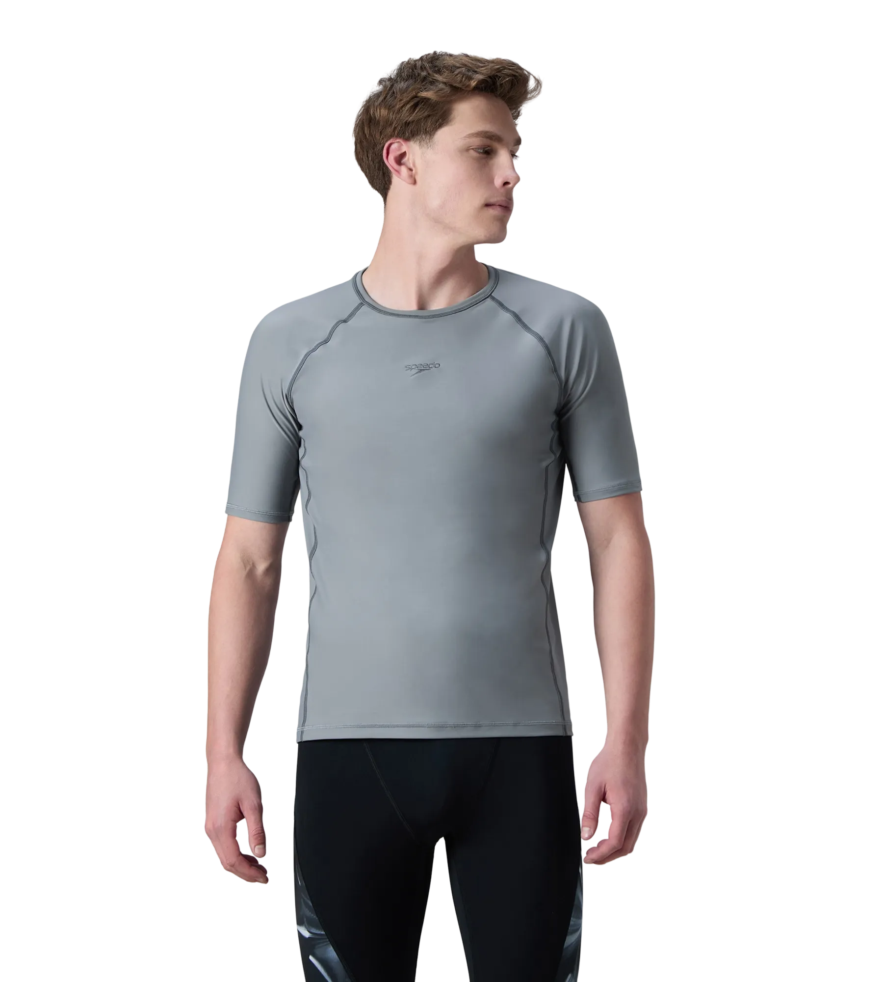Men's Enduraflex Short Sleeve Suntop - Coin Grey & Electric Lime - Image 3