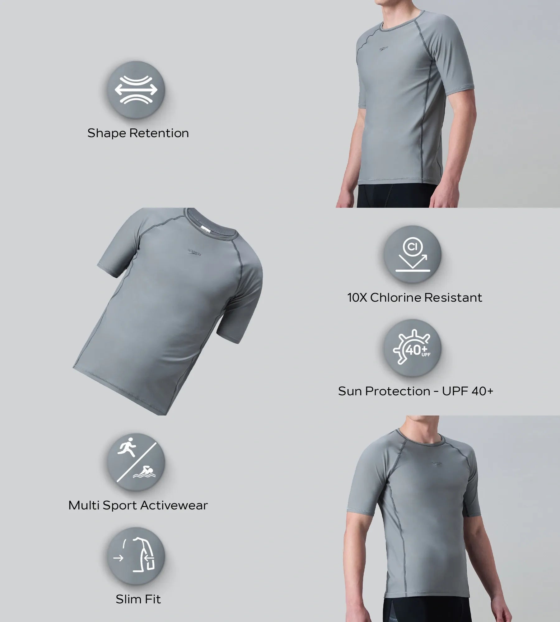 Men's Enduraflex Short Sleeve Suntop - Coin Grey & Electric Lime - Image 2