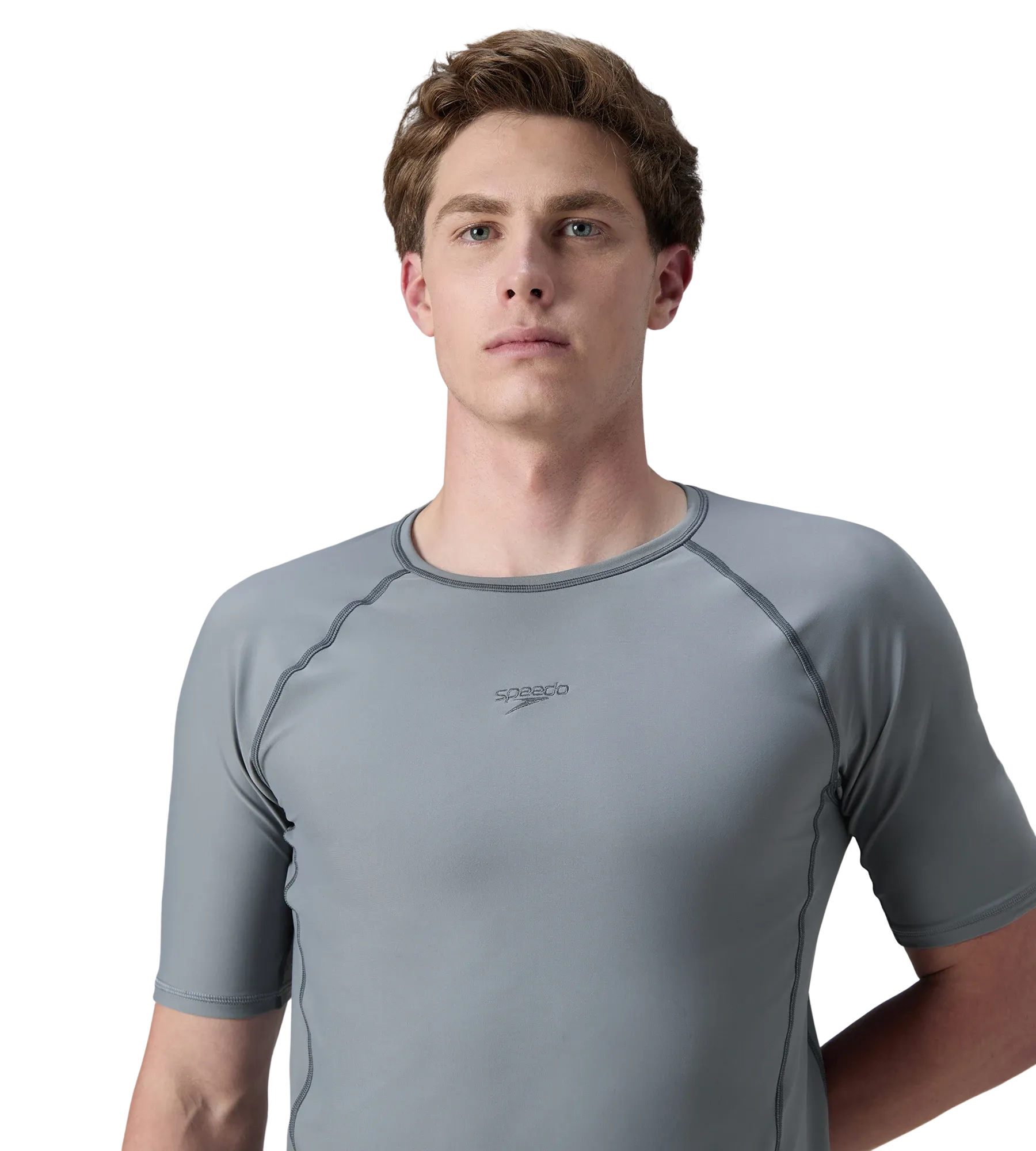 Men's Enduraflex Short Sleeve Suntop - Coin Grey & Electric Lime - Image 7