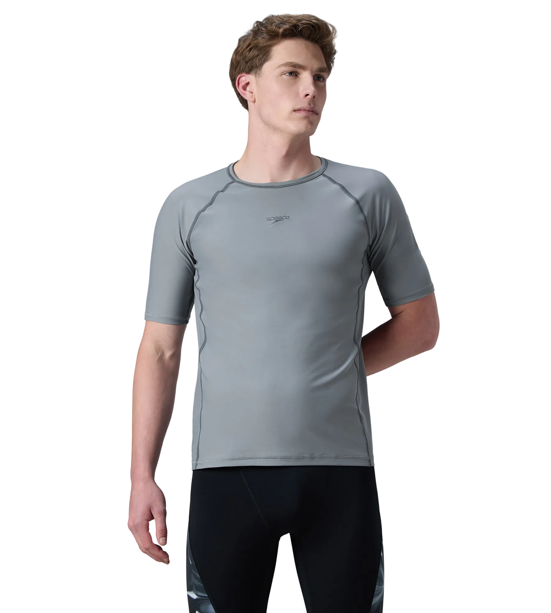 Men's Enduraflex Short Sleeve Suntop - Coin Grey & Electric Lime - Image 8