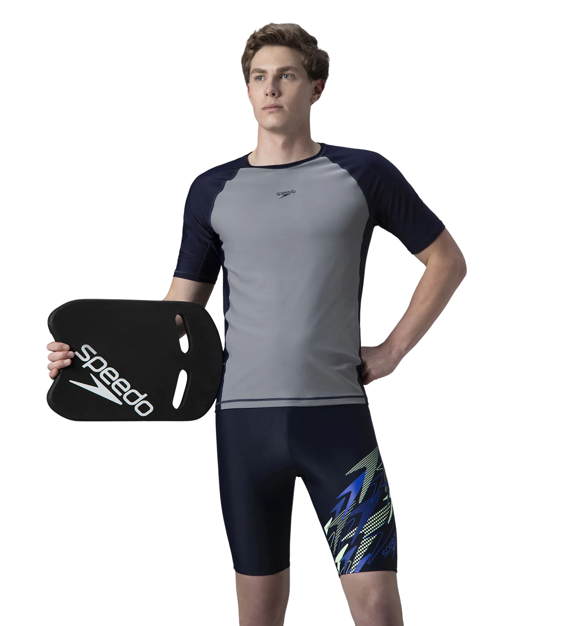 Men's Enduraflex Short Sleeve Suntop - Coin Grey & True Navy - Image 3