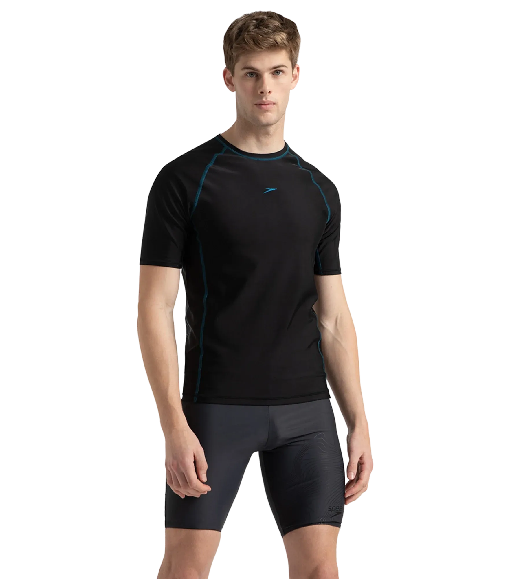 Men's Endurance 10 Short Sleeve Suntop - Black & Darkteal - Image 2