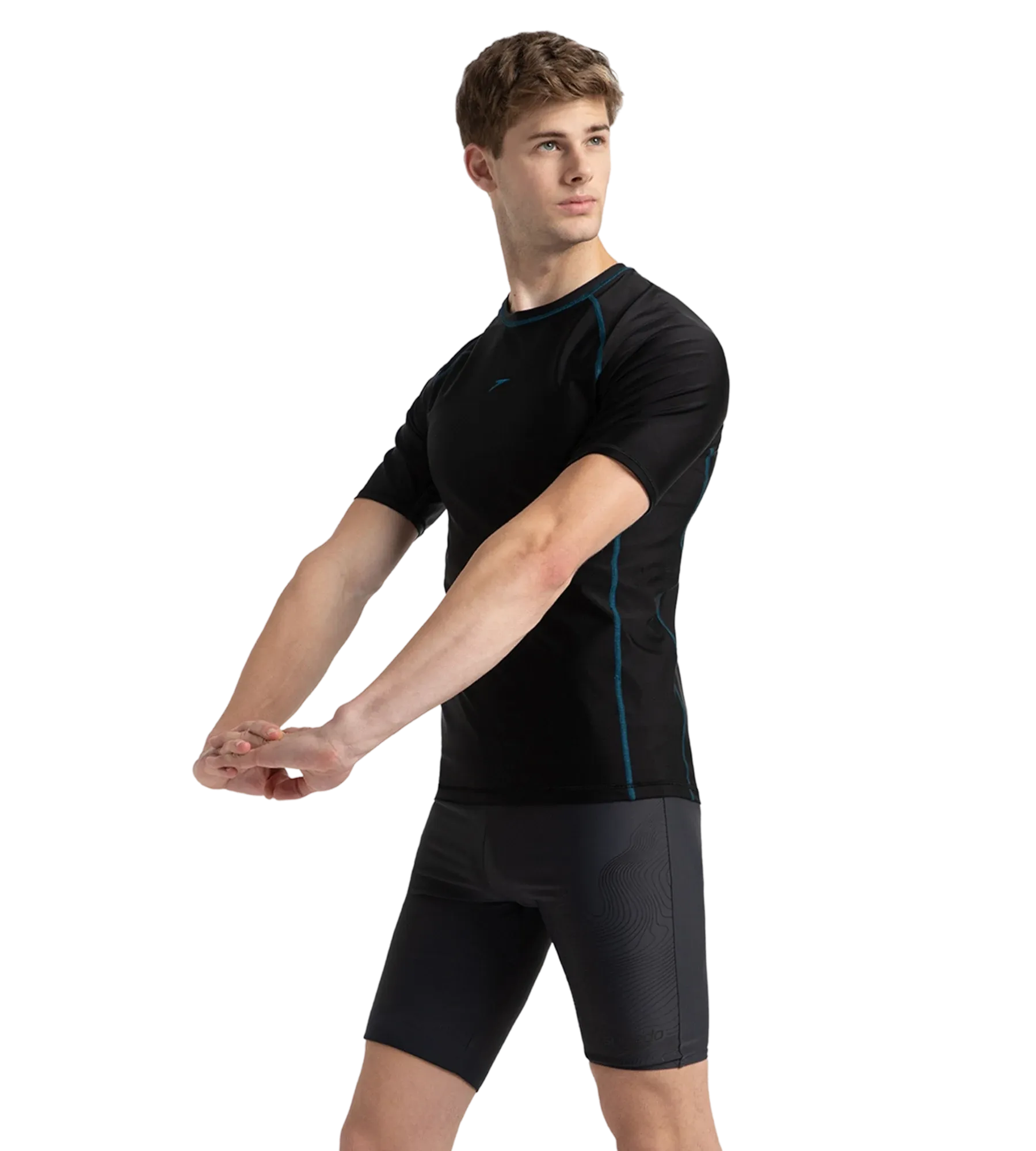 Men's Endurance 10 Short Sleeve Suntop - Black & Darkteal - Image 3