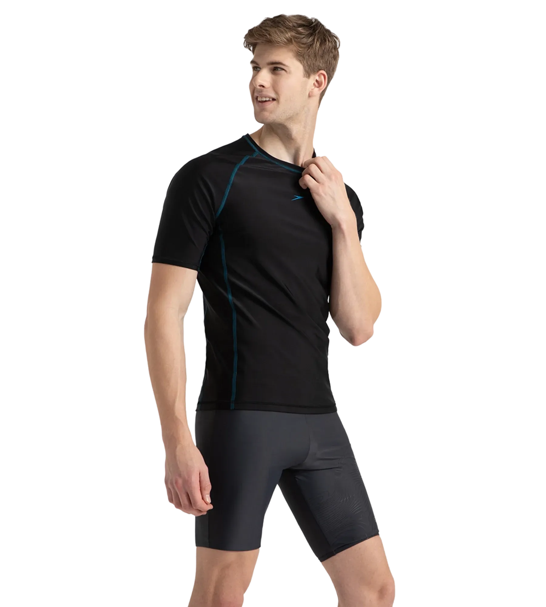 Men's Endurance 10 Short Sleeve Suntop - Black & Darkteal - Image 4
